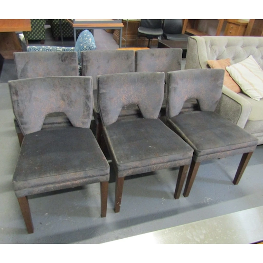 Set of Six Plush Velvet Upholstered Designer Dining Chairs G...