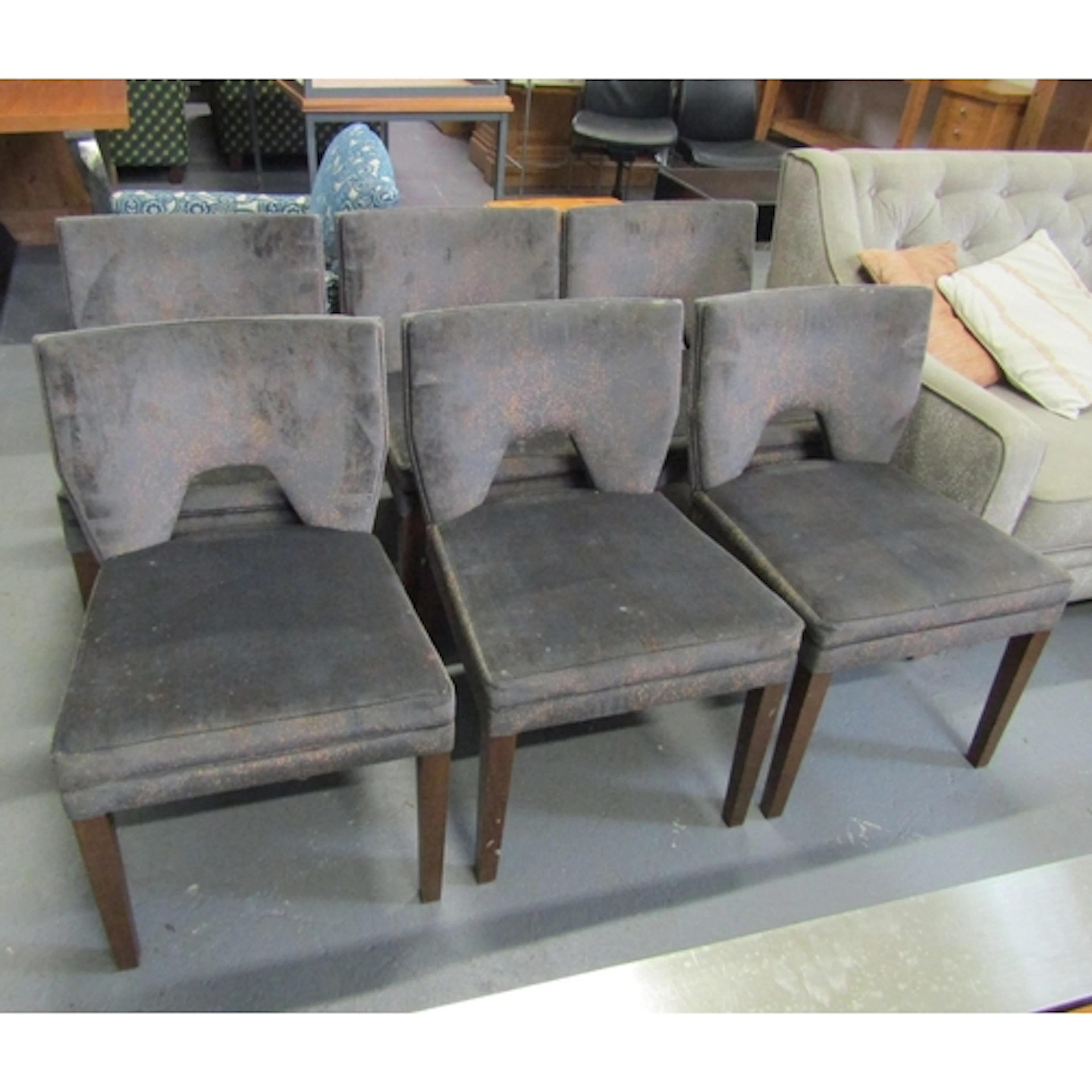 Set of Six Plush Velvet Upholstered Designer Dining Chairs G...