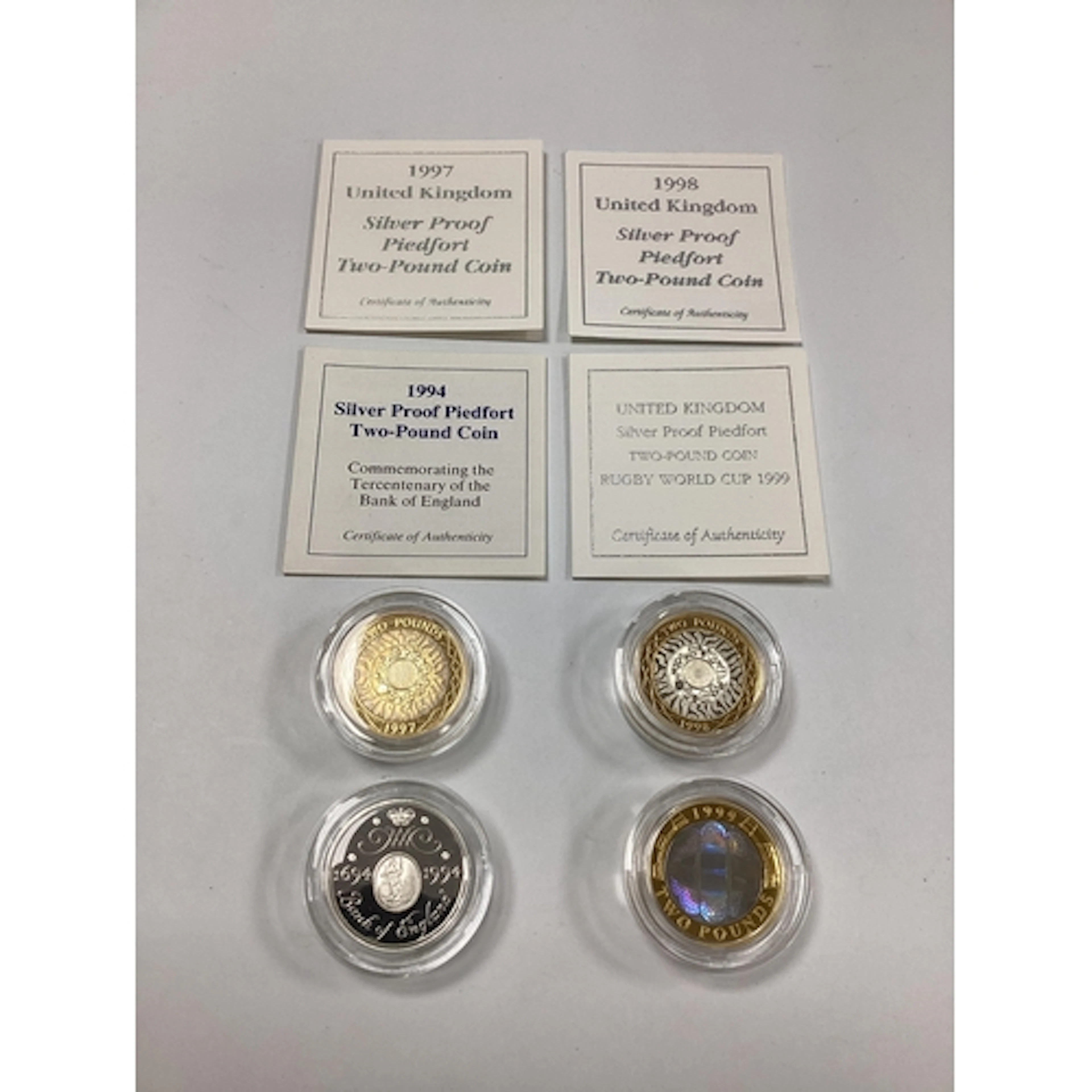 Four Royal Mint Silver Proof Piedfort £2 Coins, includes 199...
