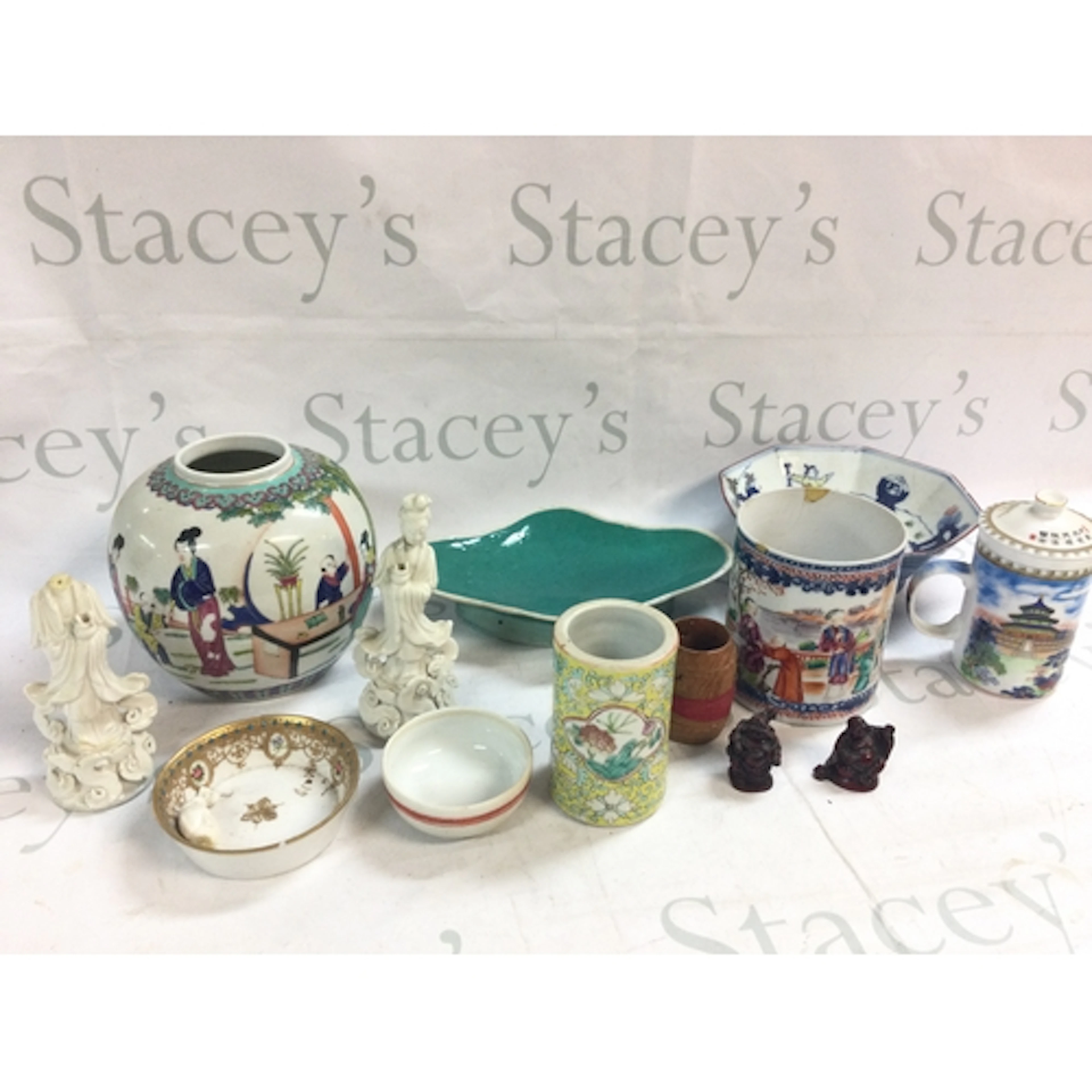 A collection of Chinese items including vases, figures etc