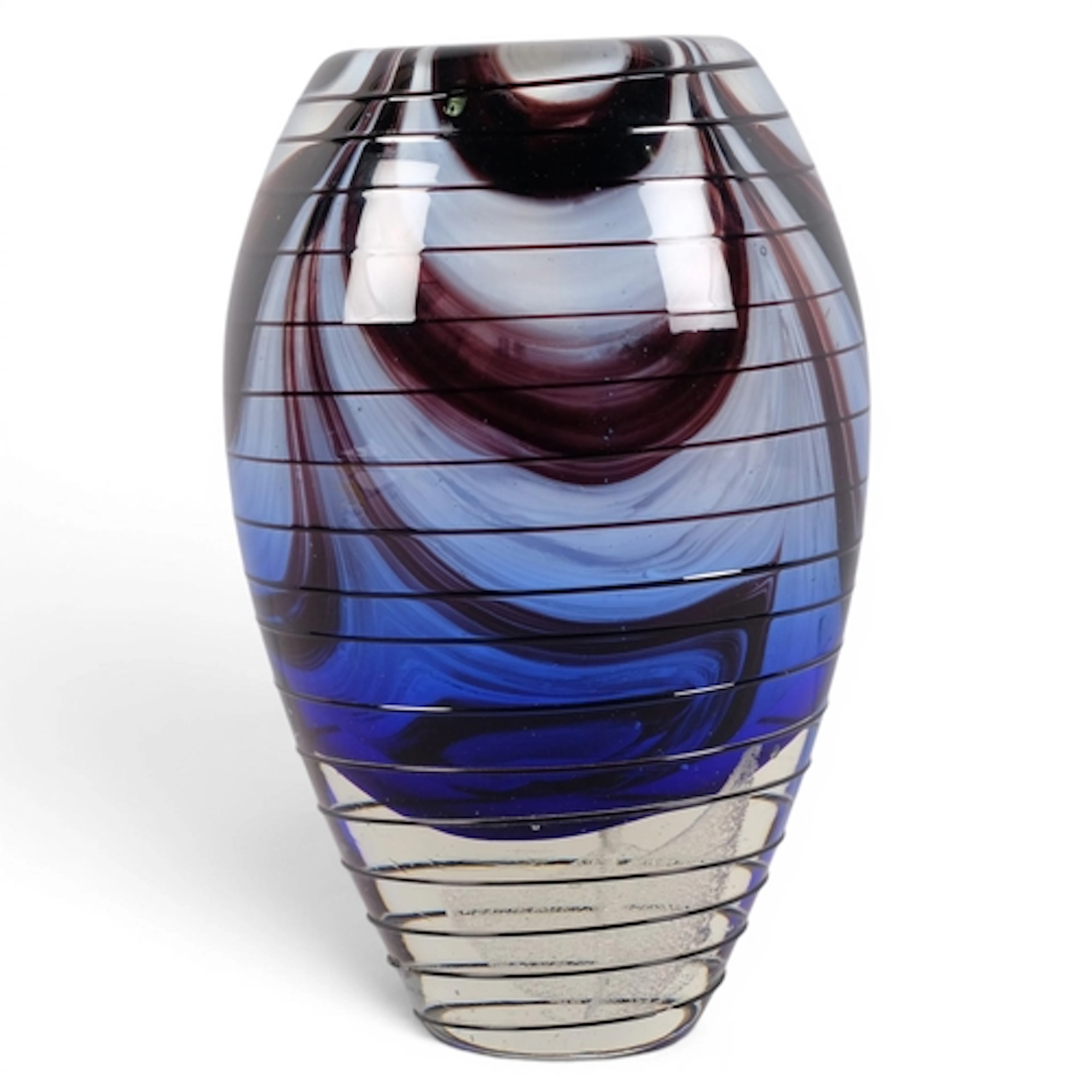 A heavy walled art glass vase, with swept sommerso interior ...