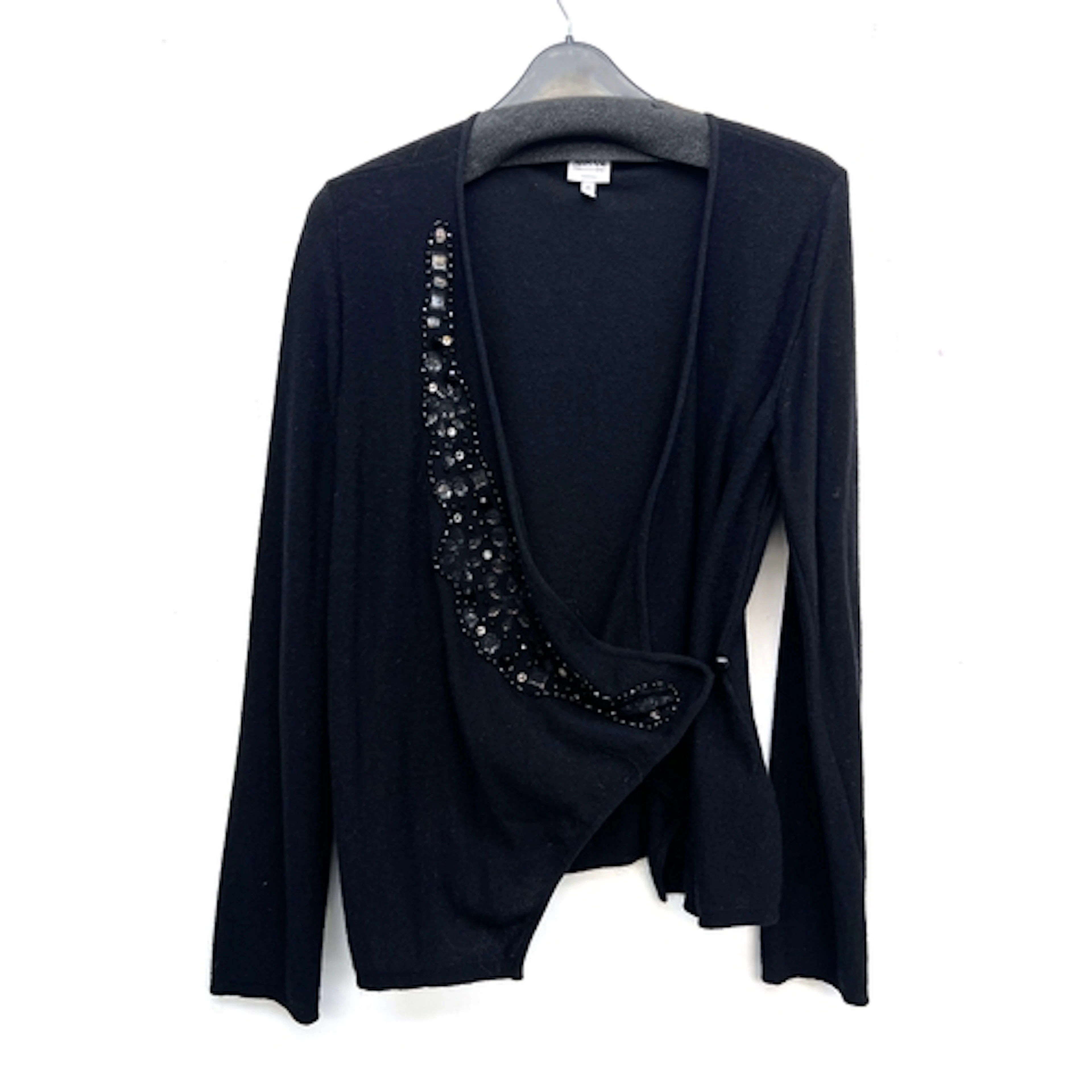 An Armani Collezioni Deanna Spa black wool blend cardigan wi...