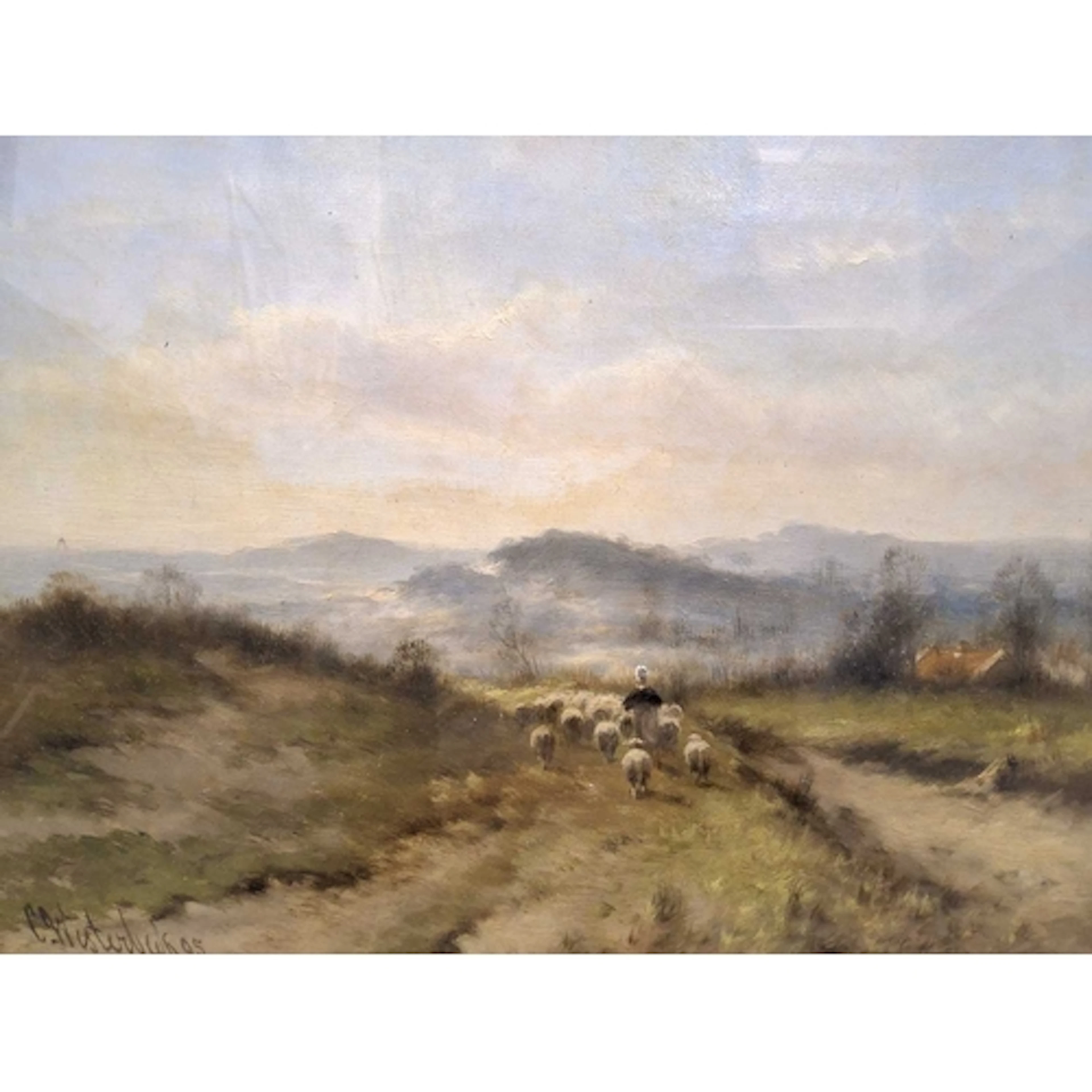 CORNELIS WESTERBEEK (1873-1917) SHEPHERDESS WITH HER FLOCK, ...