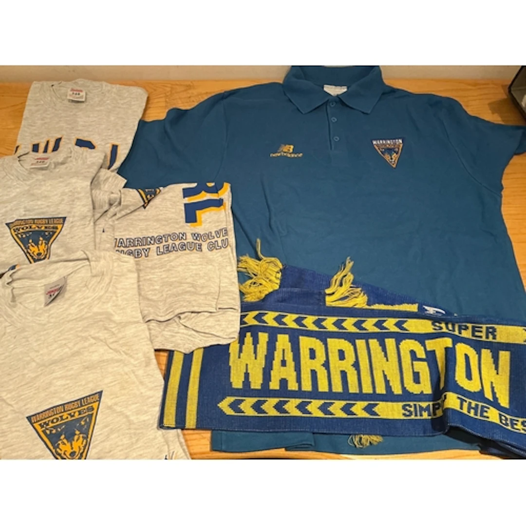 Warrington Wolves Rugby League Memorabilia: 4 unused t shirt...