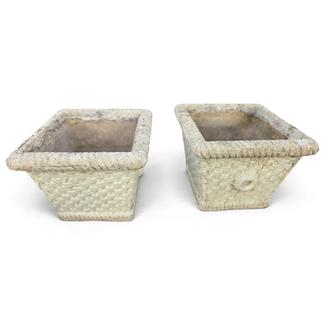 Two latticework square Pots. H 25 cm approx.
