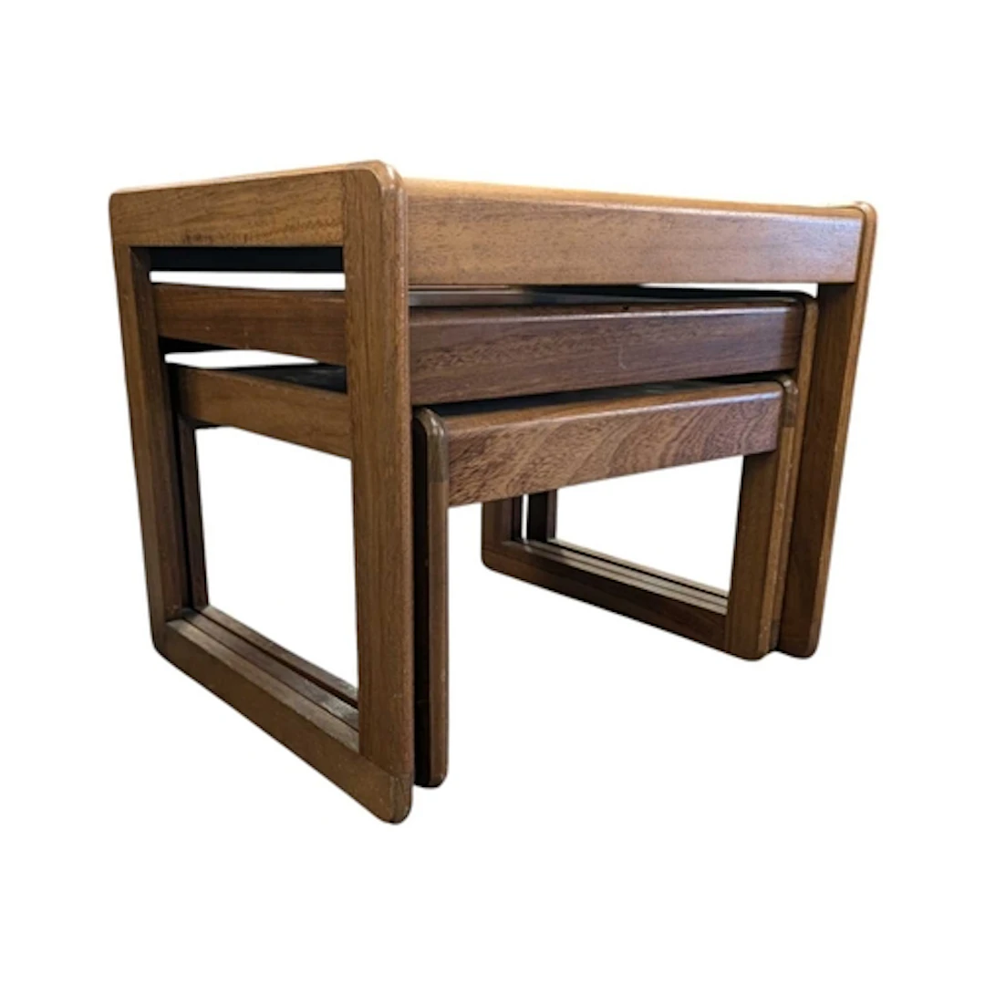 Avalon Furniture - Mid centruy teak nest of graduating table...