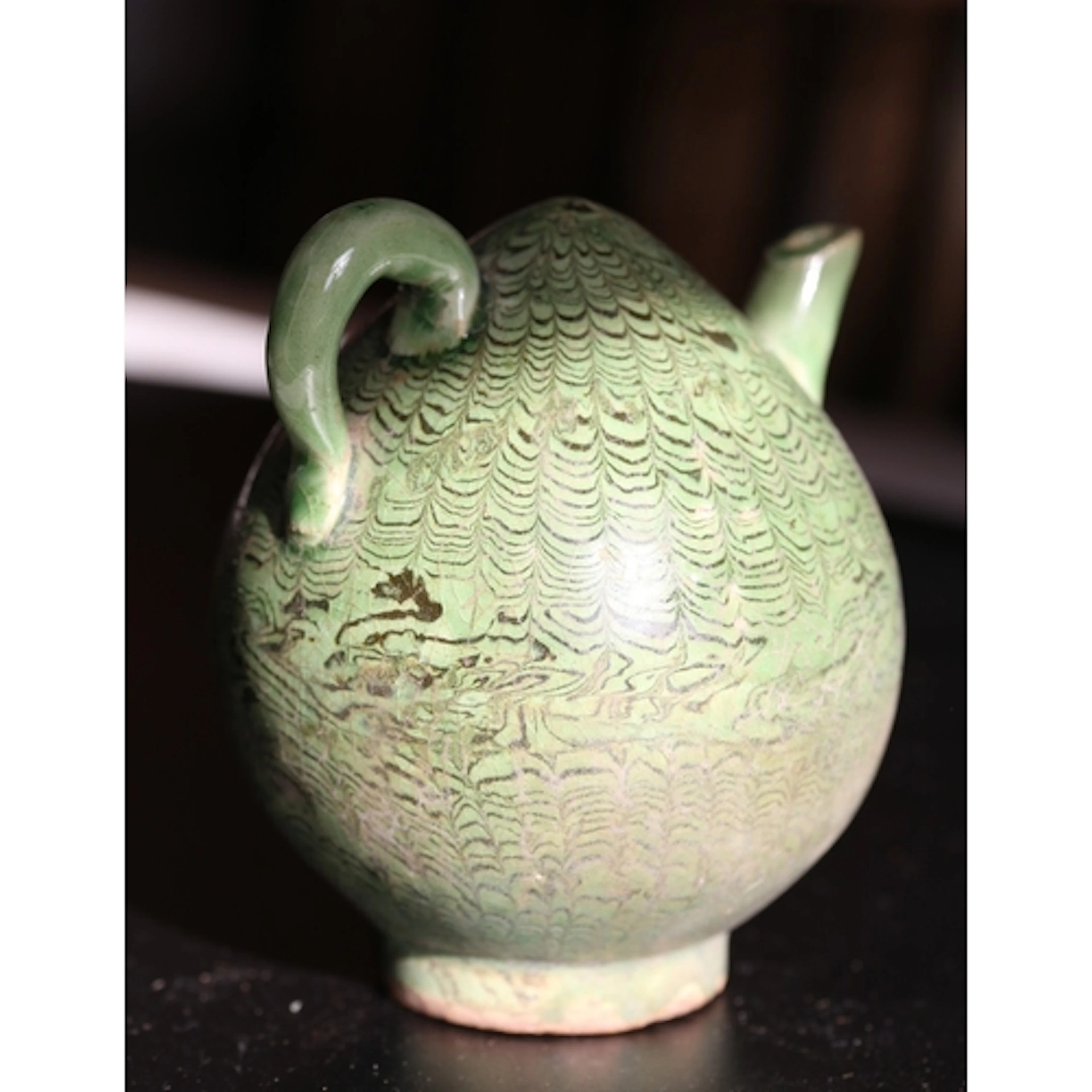 Unusual Teapot Ovid Form Green Ground Possibly Chinese Appro...