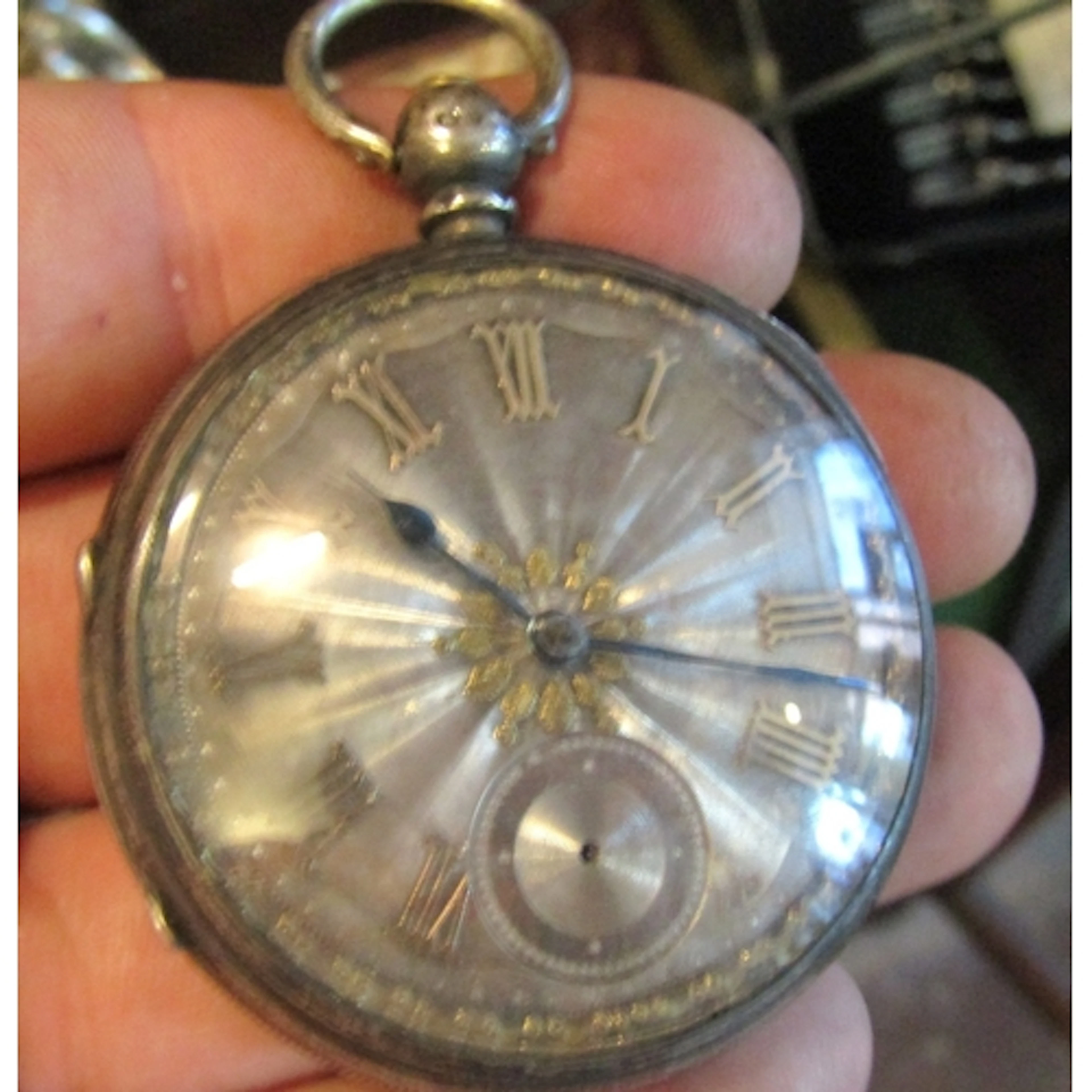 Antique Silver Cased Polished and Engraved Silver Dial Half ...