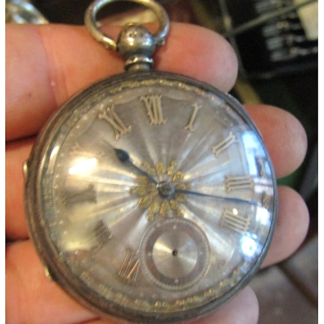 Antique Silver Cased Polished and Engraved Silver Dial Half ...