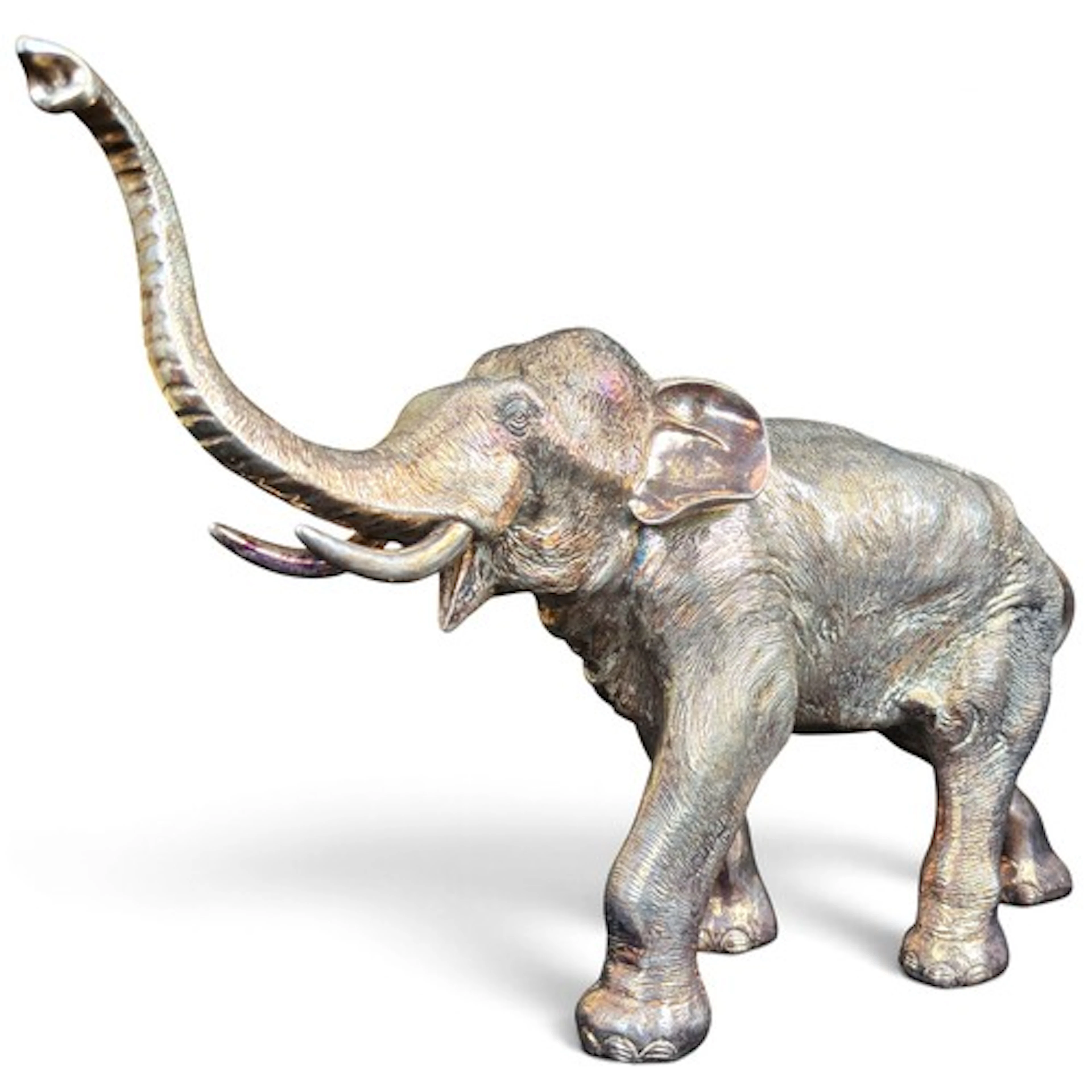 A large contemporary silver model of an elephant, Sheffield,...