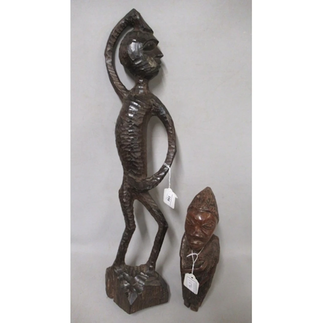 Two carved hardwood African figures