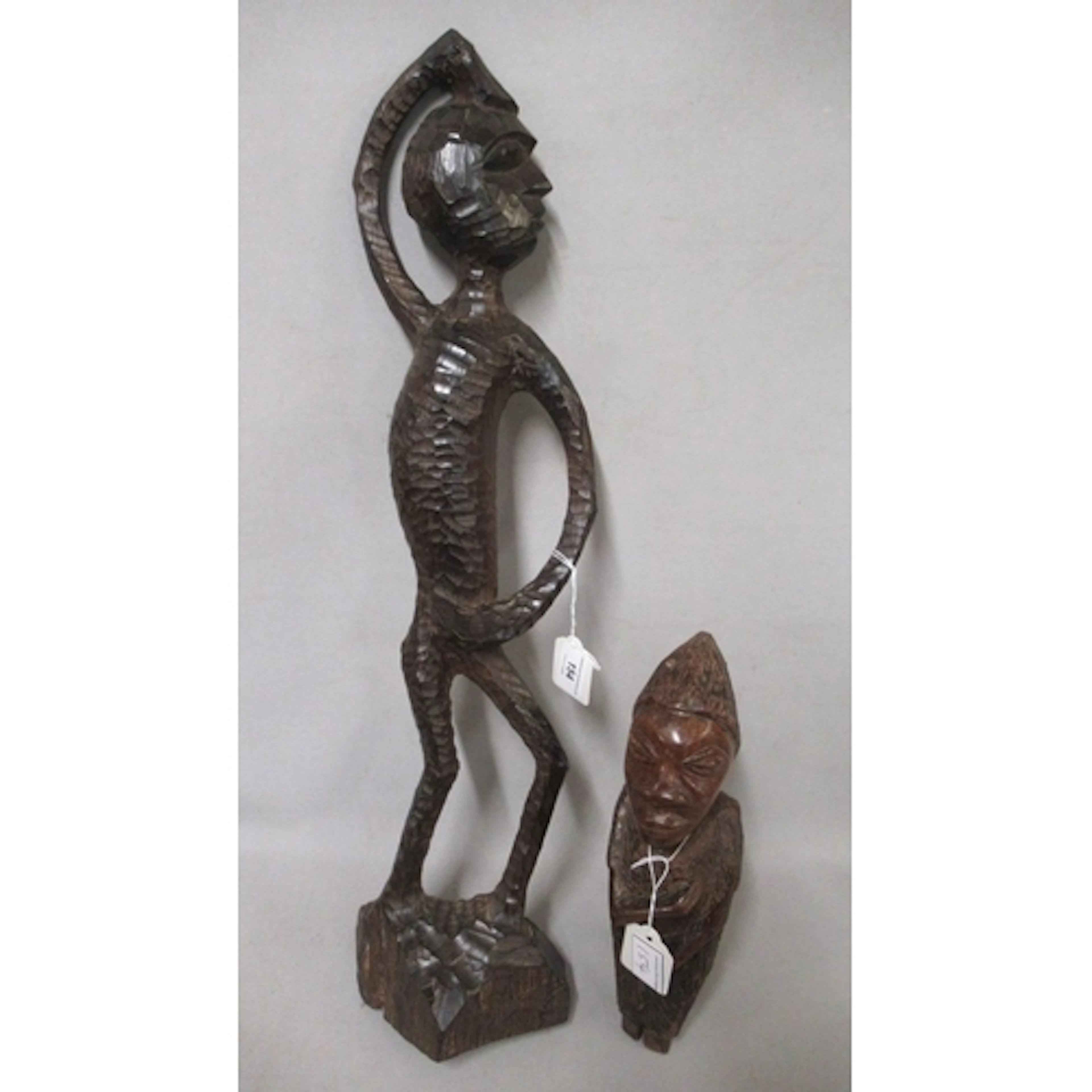 Two carved hardwood African figures