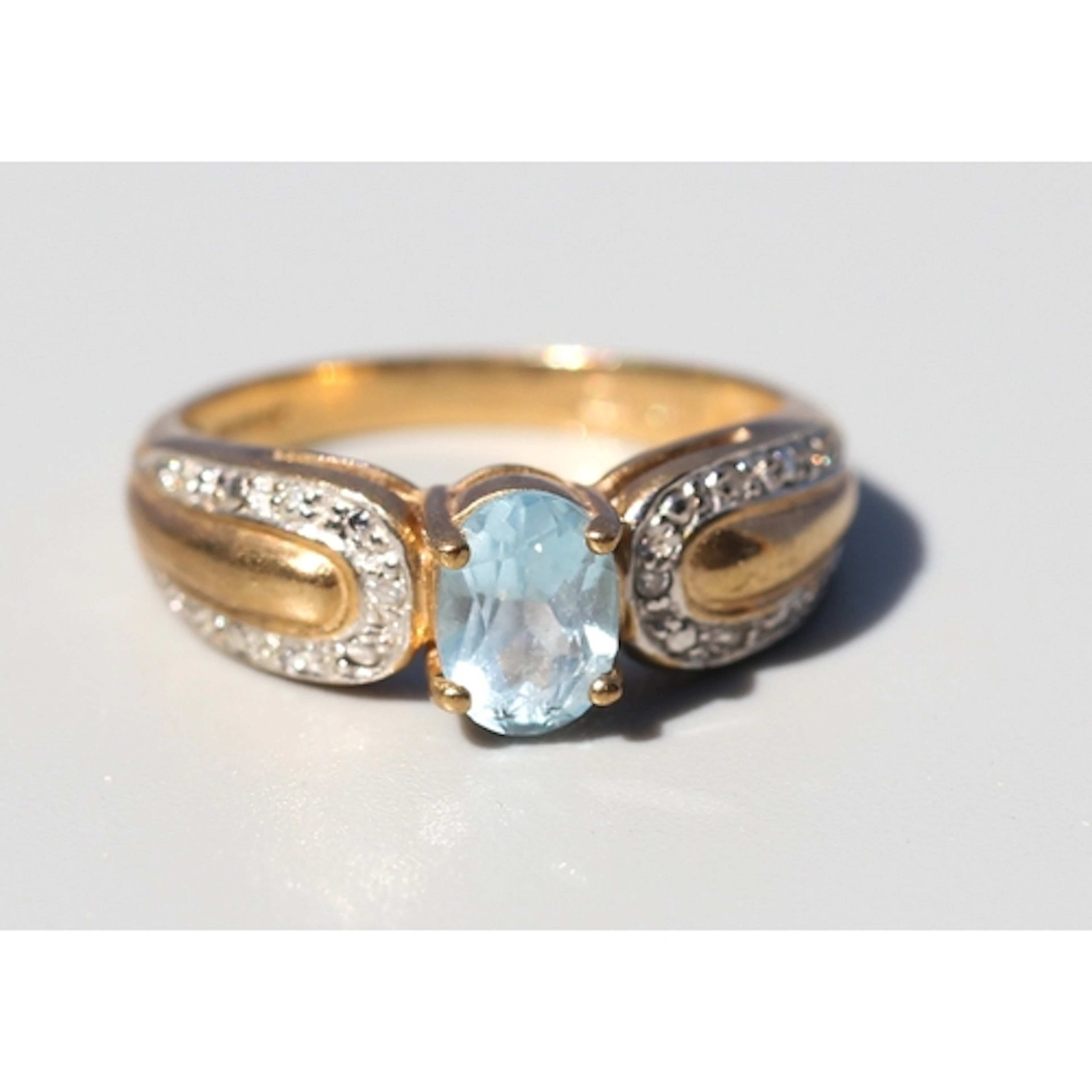 Finely Detailed, Aquamarine Set Ring with Further Diamond In...