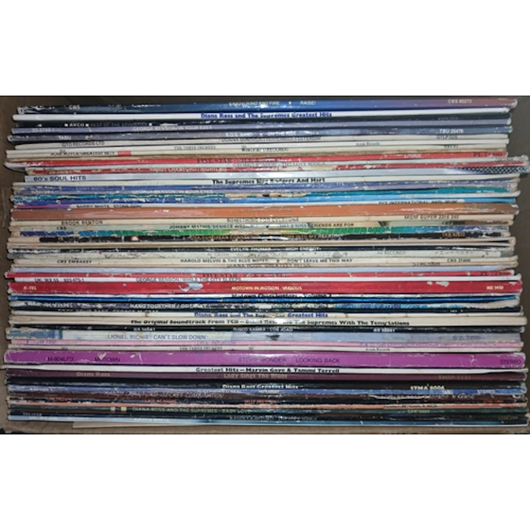A box of approx. 55 vinyl soul LPs to include Supremes, Stev...