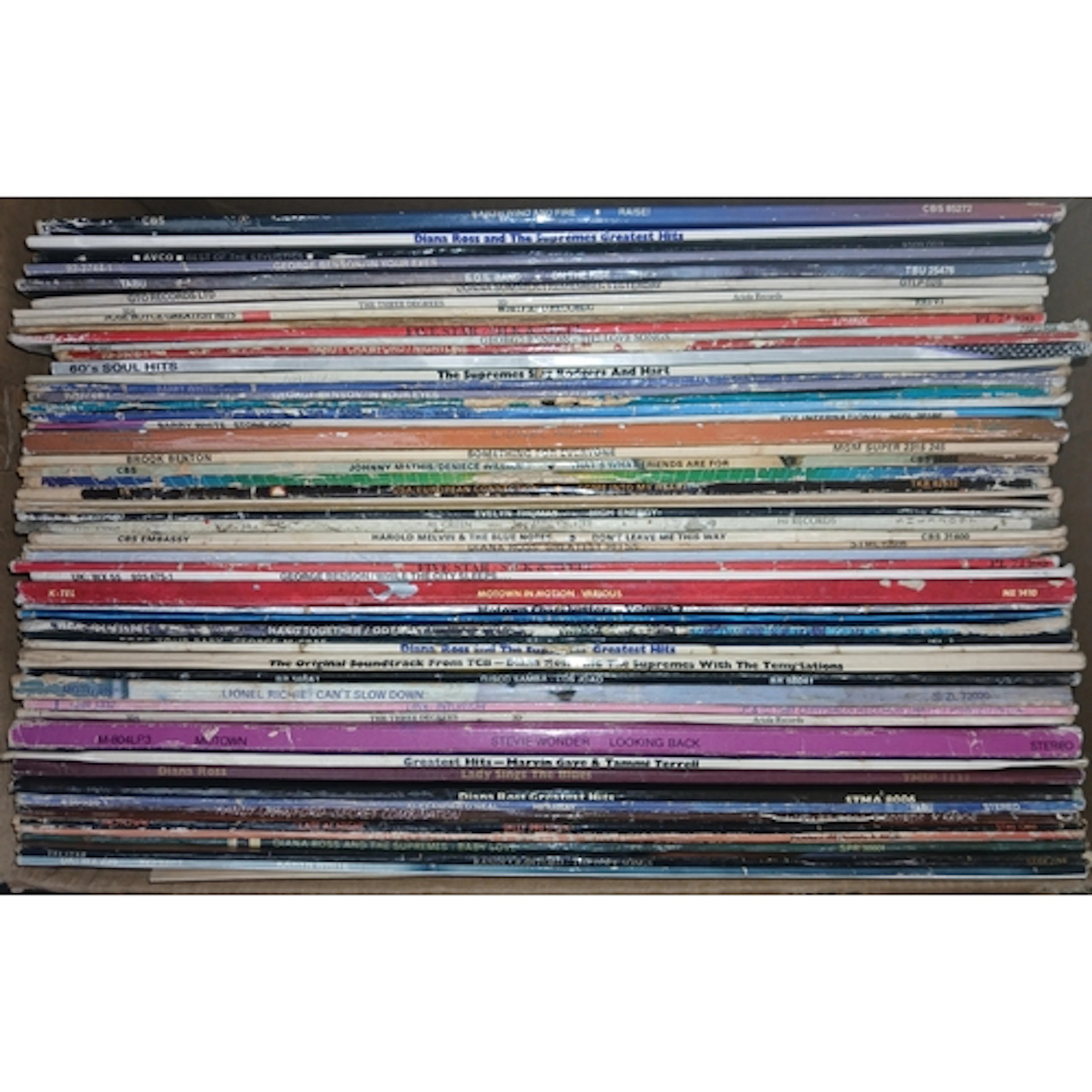 A box of approx. 55 vinyl soul LPs to include Supremes, Stev...