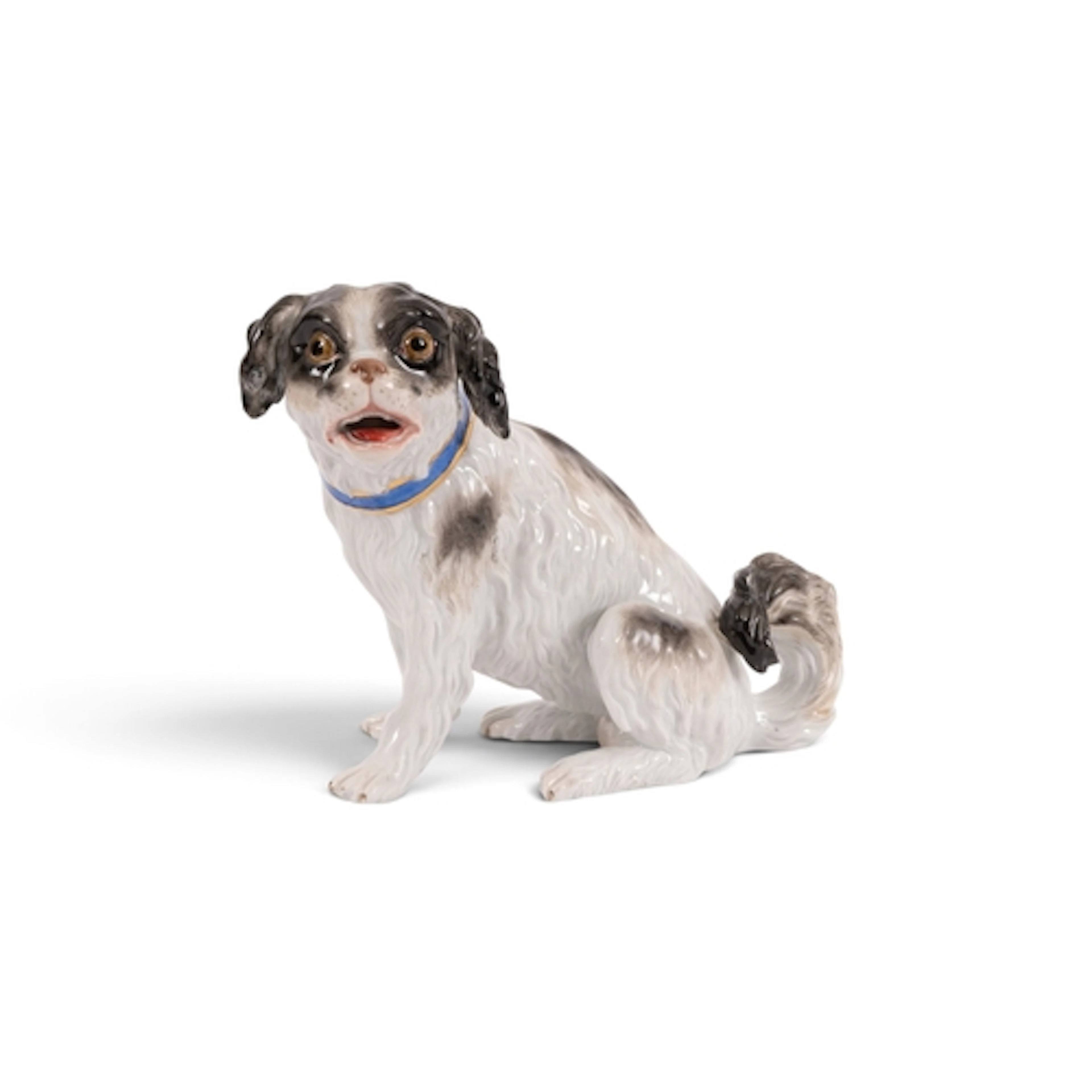 A large Meissen figure of a Bolognese spaniel, 19th century,...