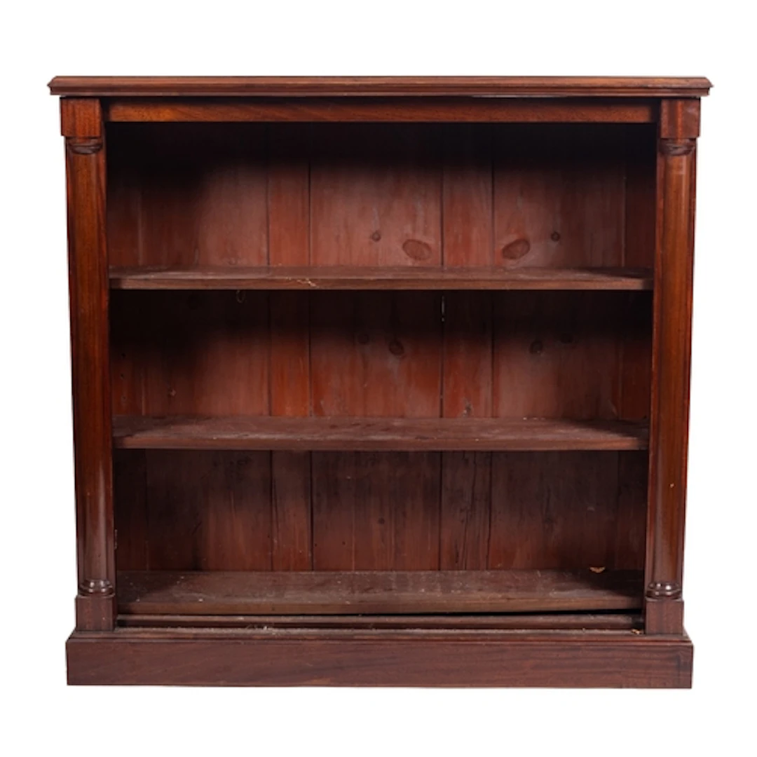 A Victorian mahogany open bookcase, mid 19th century; the to...