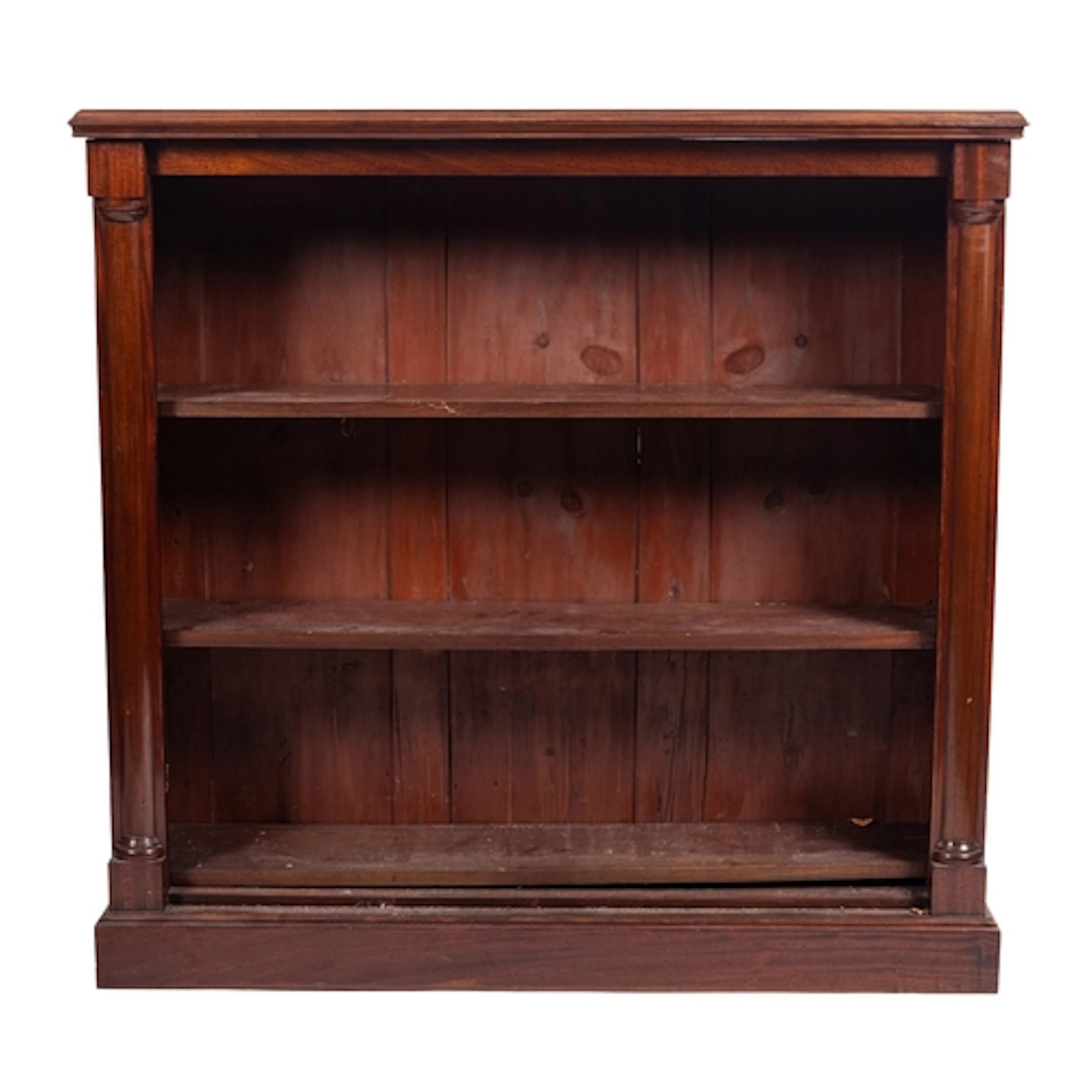 A Victorian mahogany open bookcase, mid 19th century; the to...