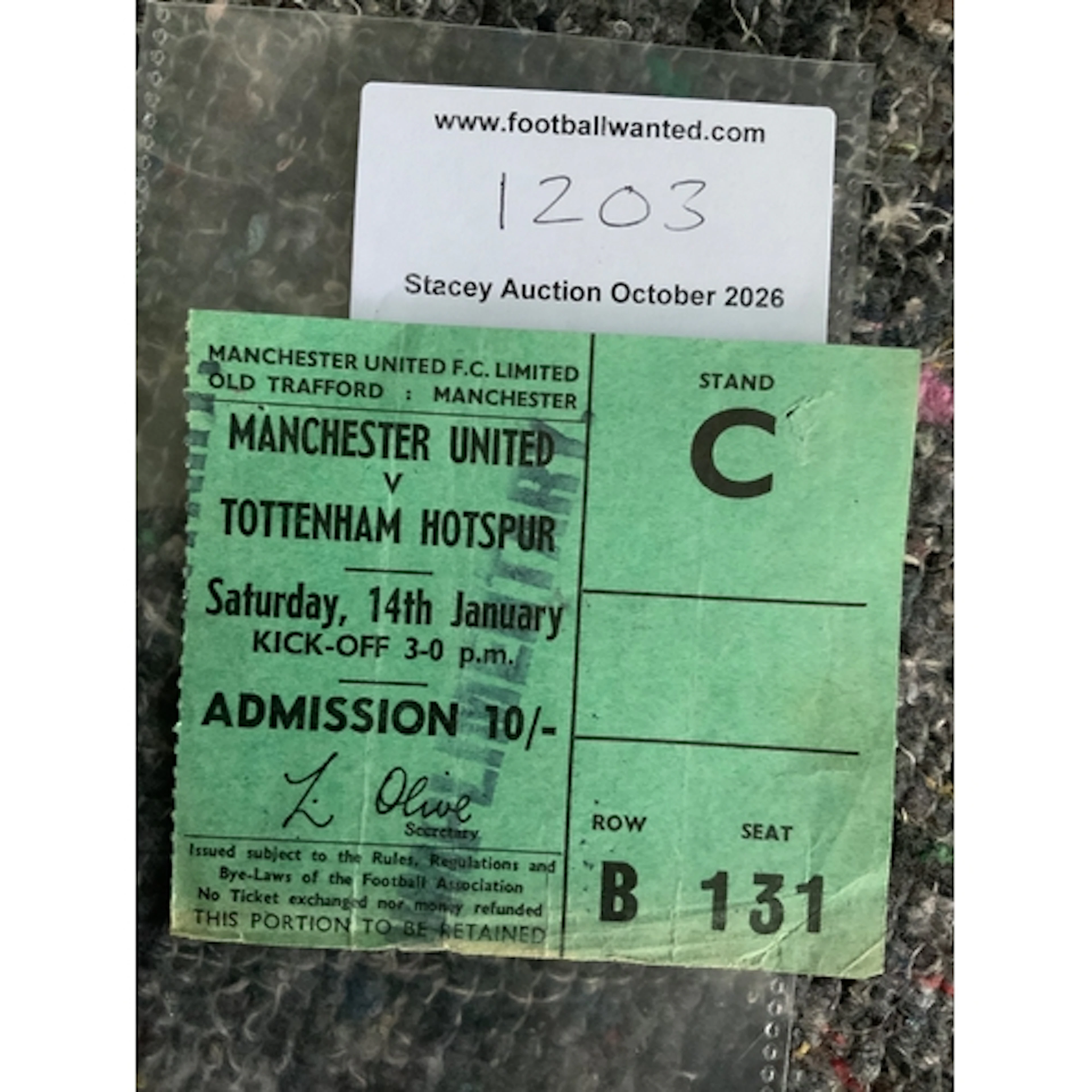 1966/67 Manchester United v Tottenham Football Ticket: Good ...