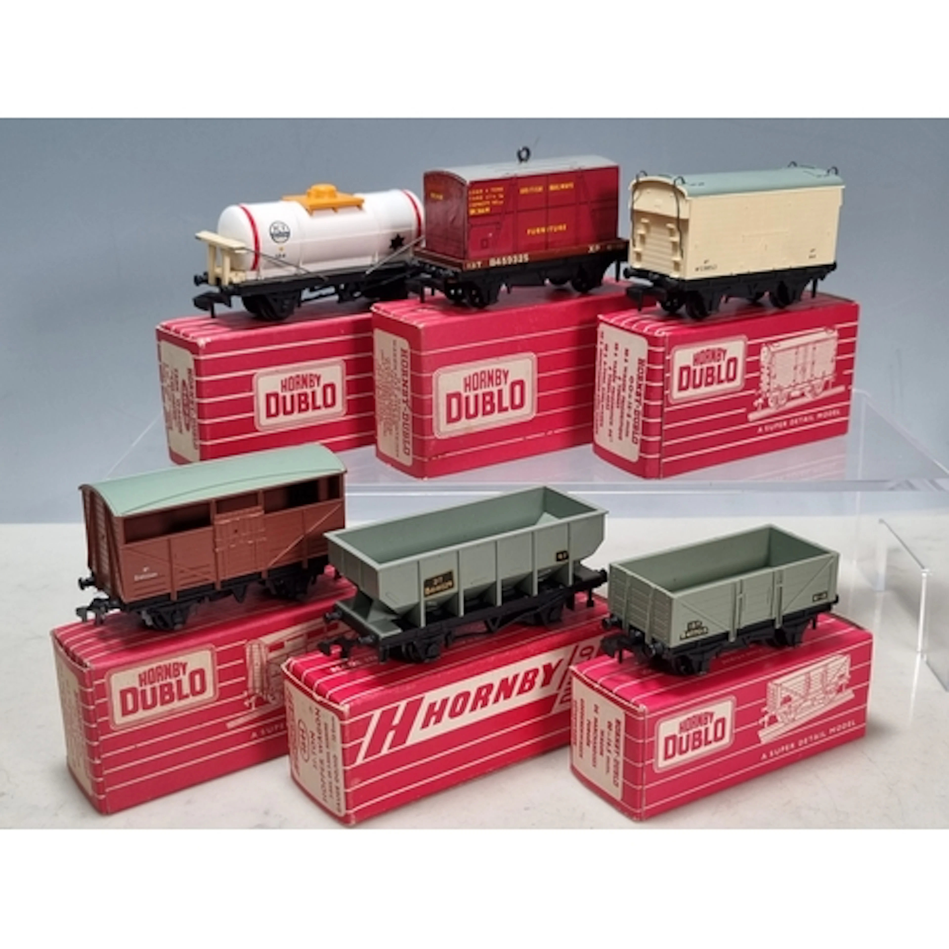 Six boxed Hornby Dublo 2-rail Wagons including 4644 Hopper W...