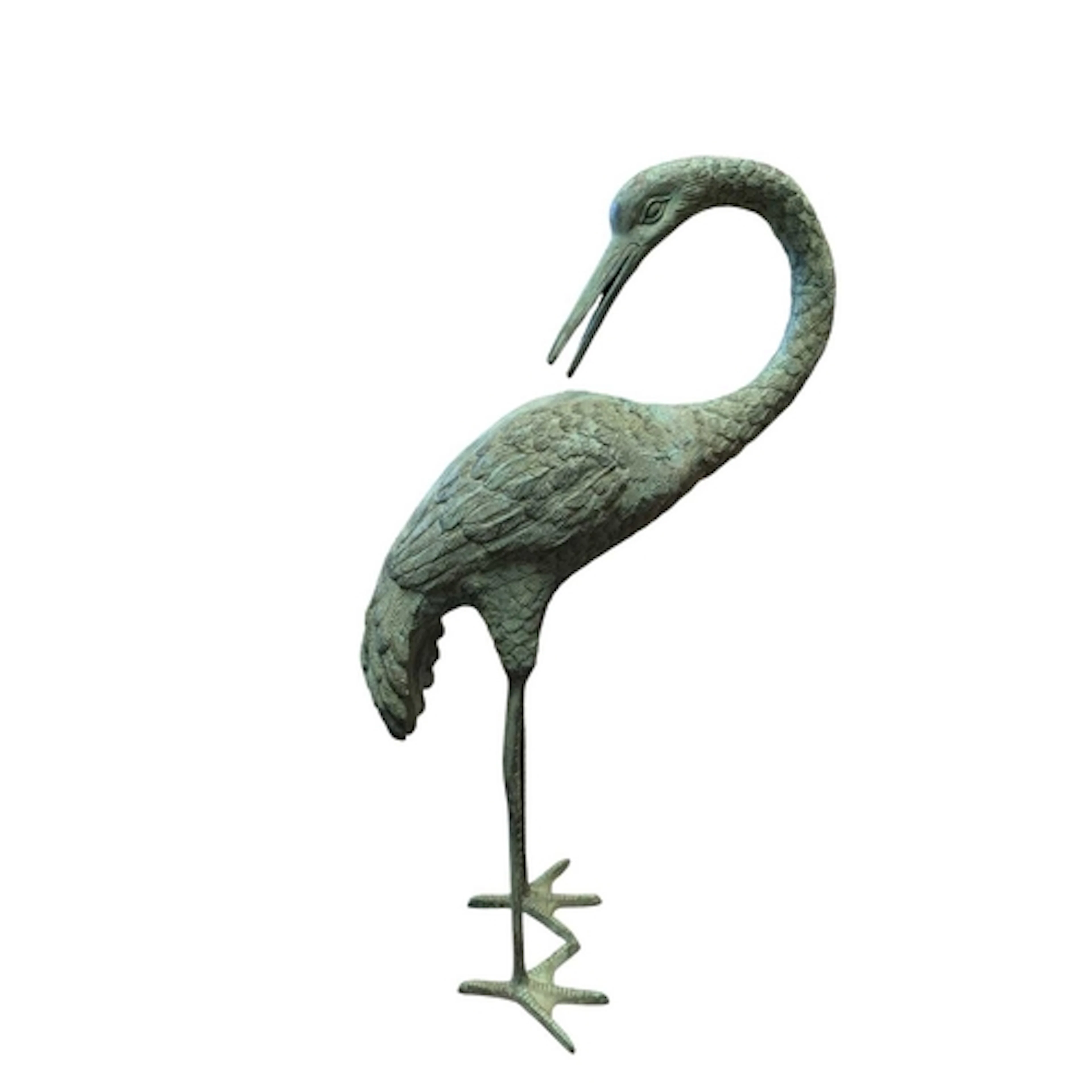 A vintage late 20th century metal garden ornament stork / he...