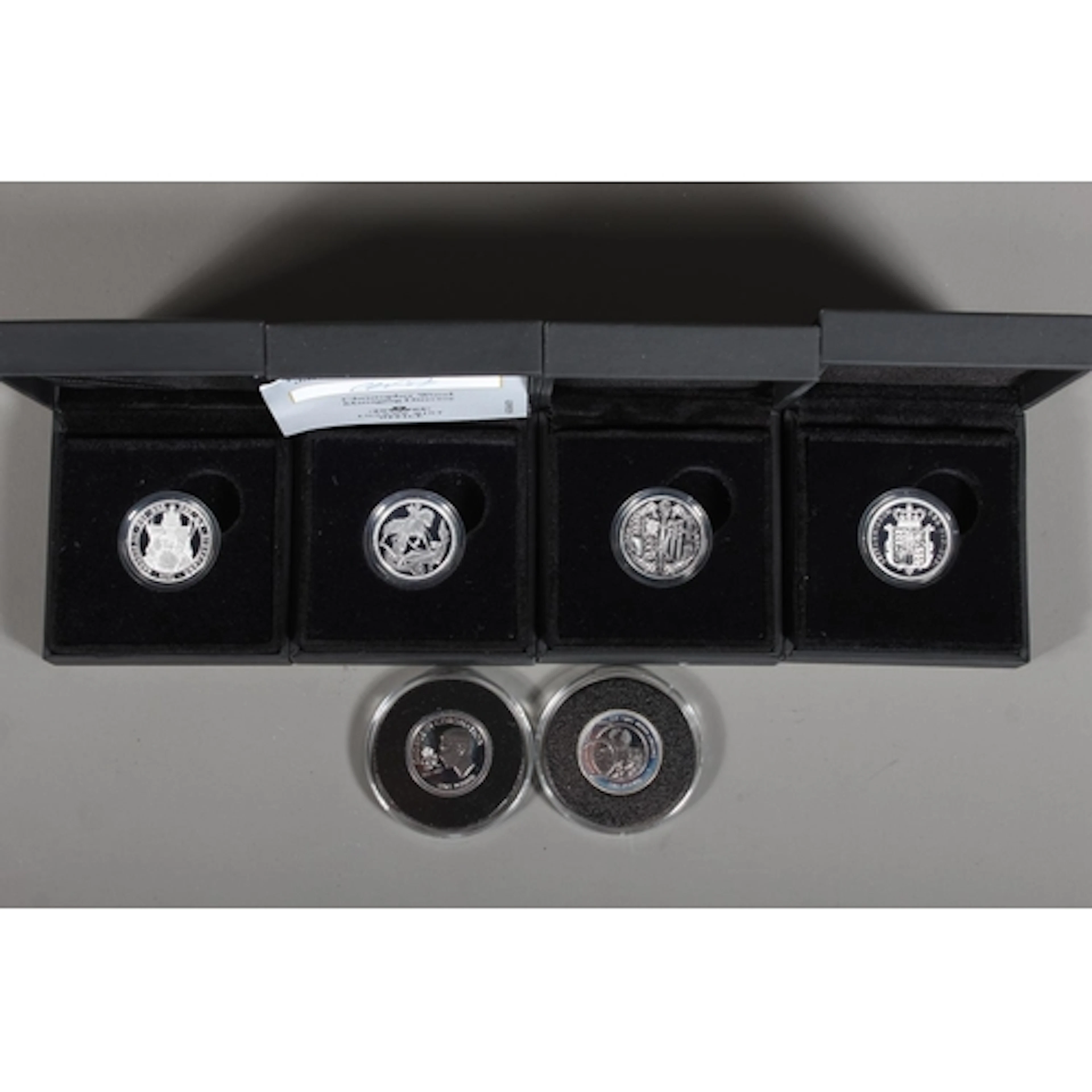 Six silver proof coins to include: GIBRALTAR King Charles I...