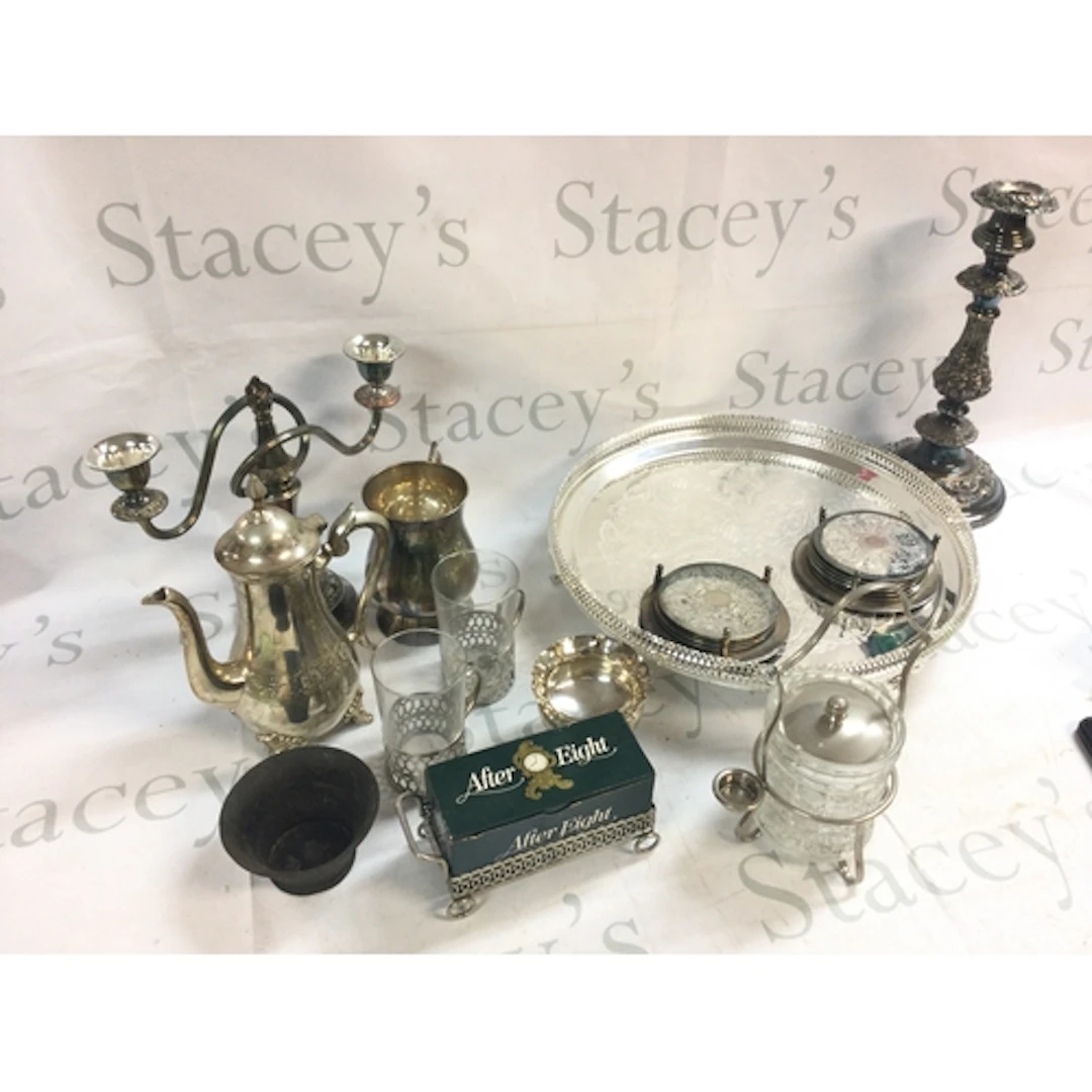 A large collection of silver plated ware including dishes, c...