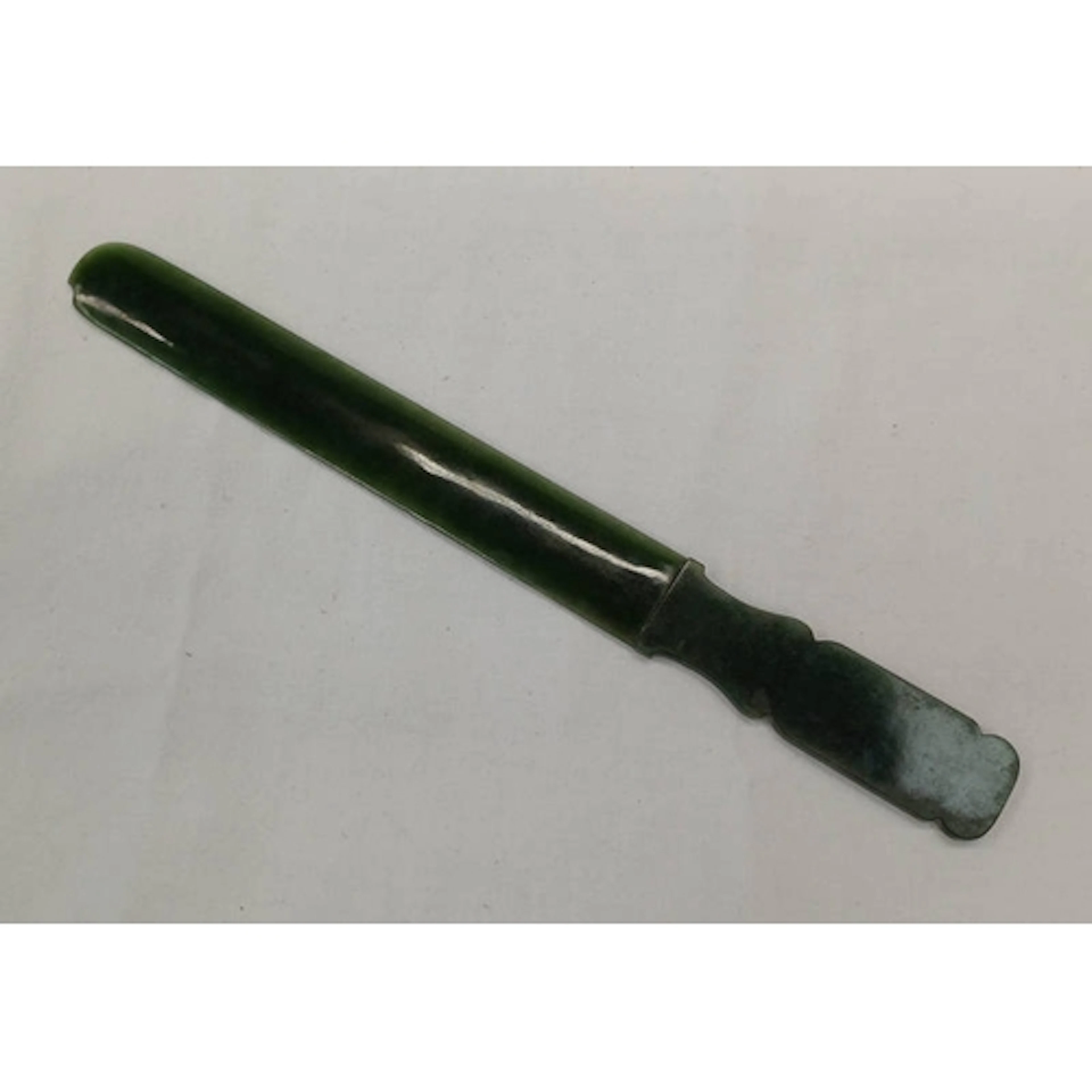 CHINESE GREEN HARDSTONE PAPER KNIFE - 23.5 CM LONG