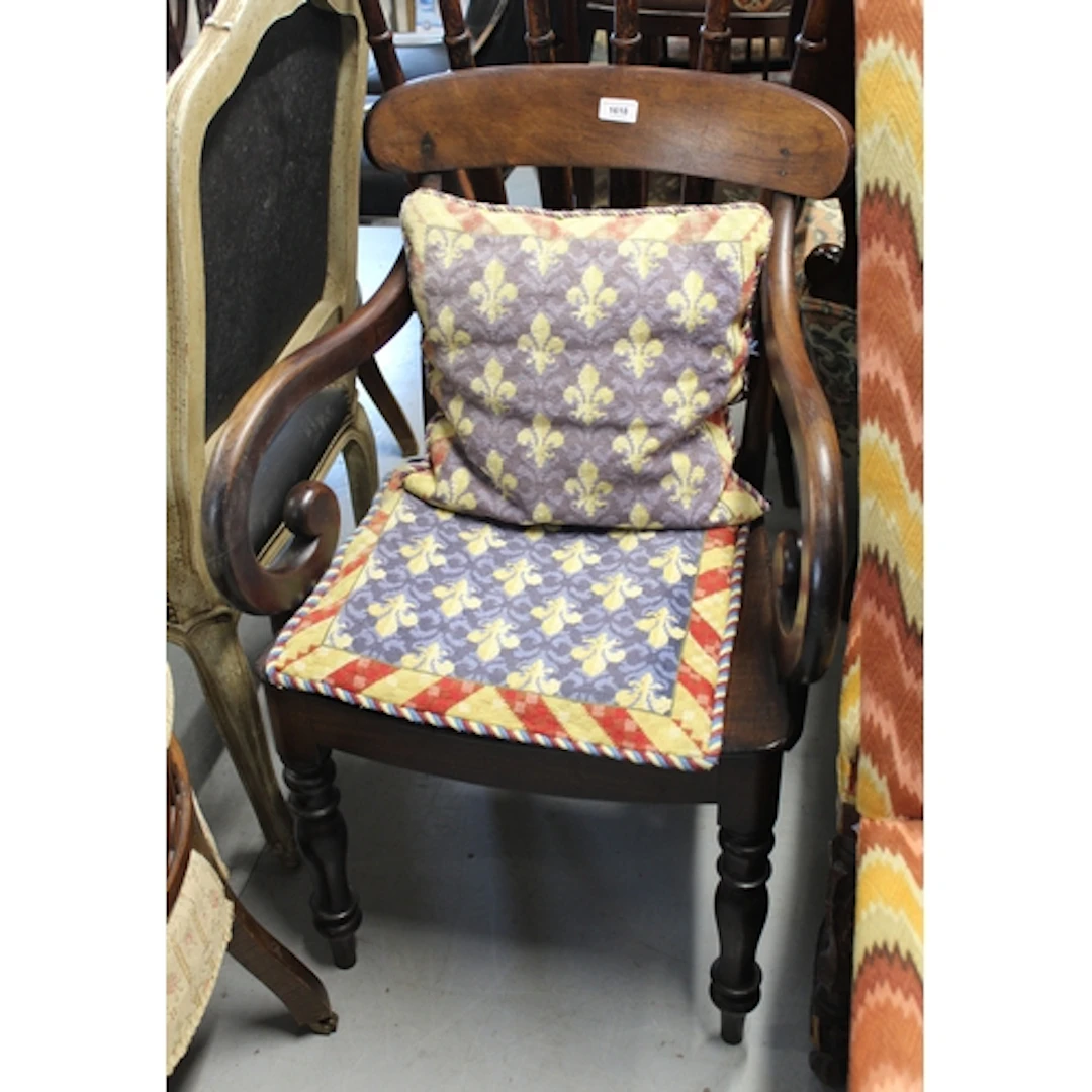 Regency mahogany open armchair, pair of Edwardian mahogany a...