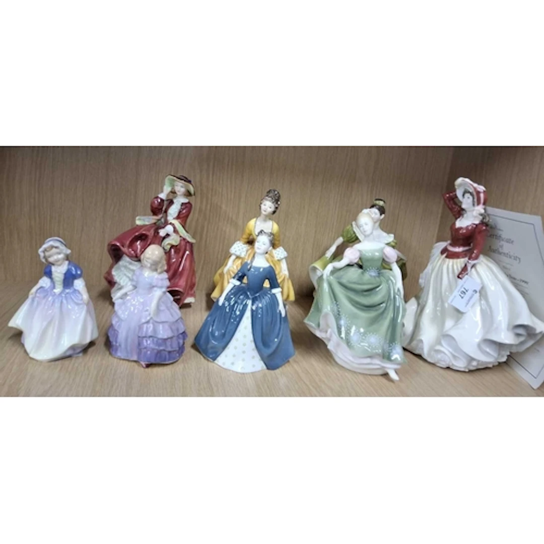 EIGHT ROYAL DOULTON FIGURINES, comprising Alice: Lady of the...