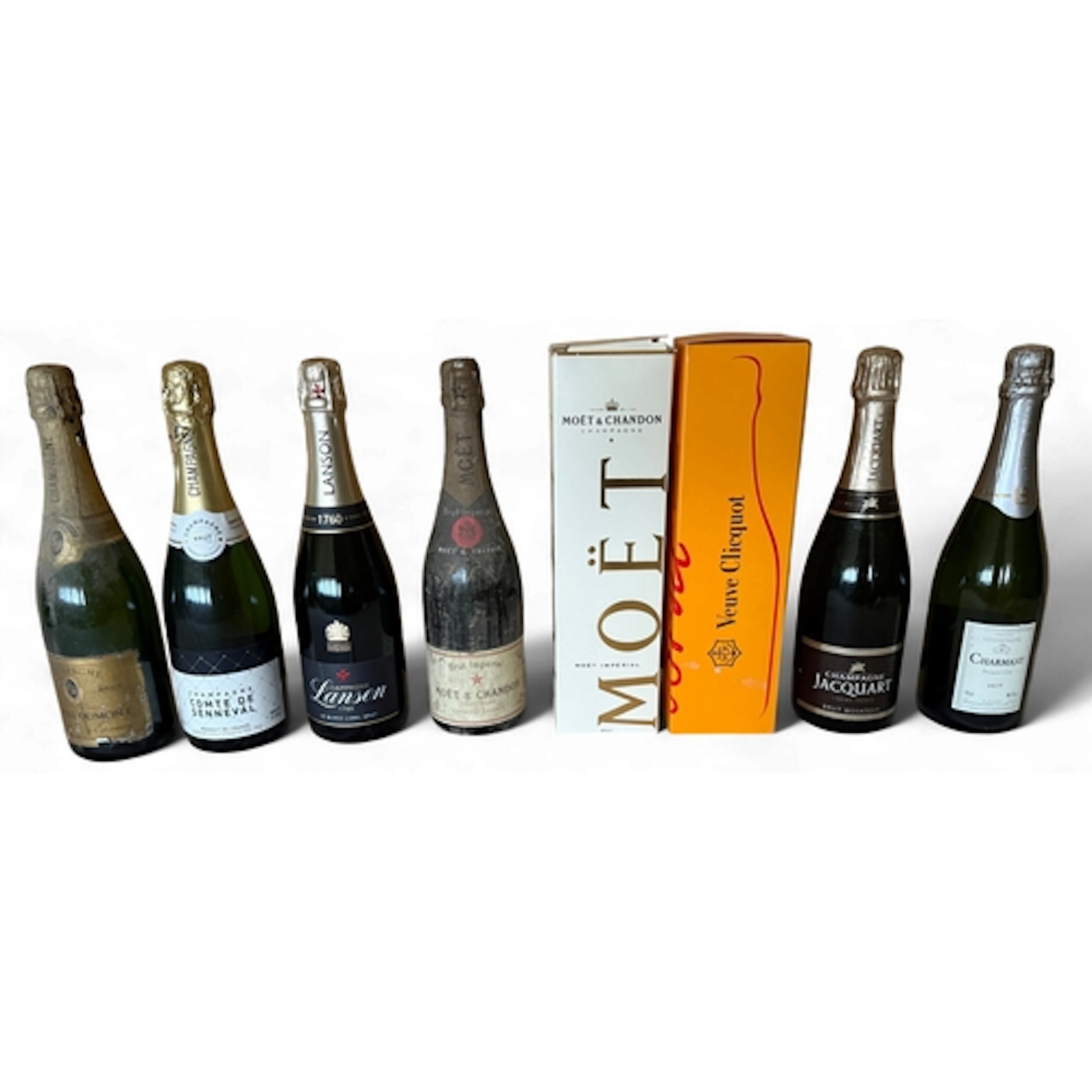 Champagne: Veuve Clicquot, Moet x 2, G.H. Mumm, Lanson, Char...