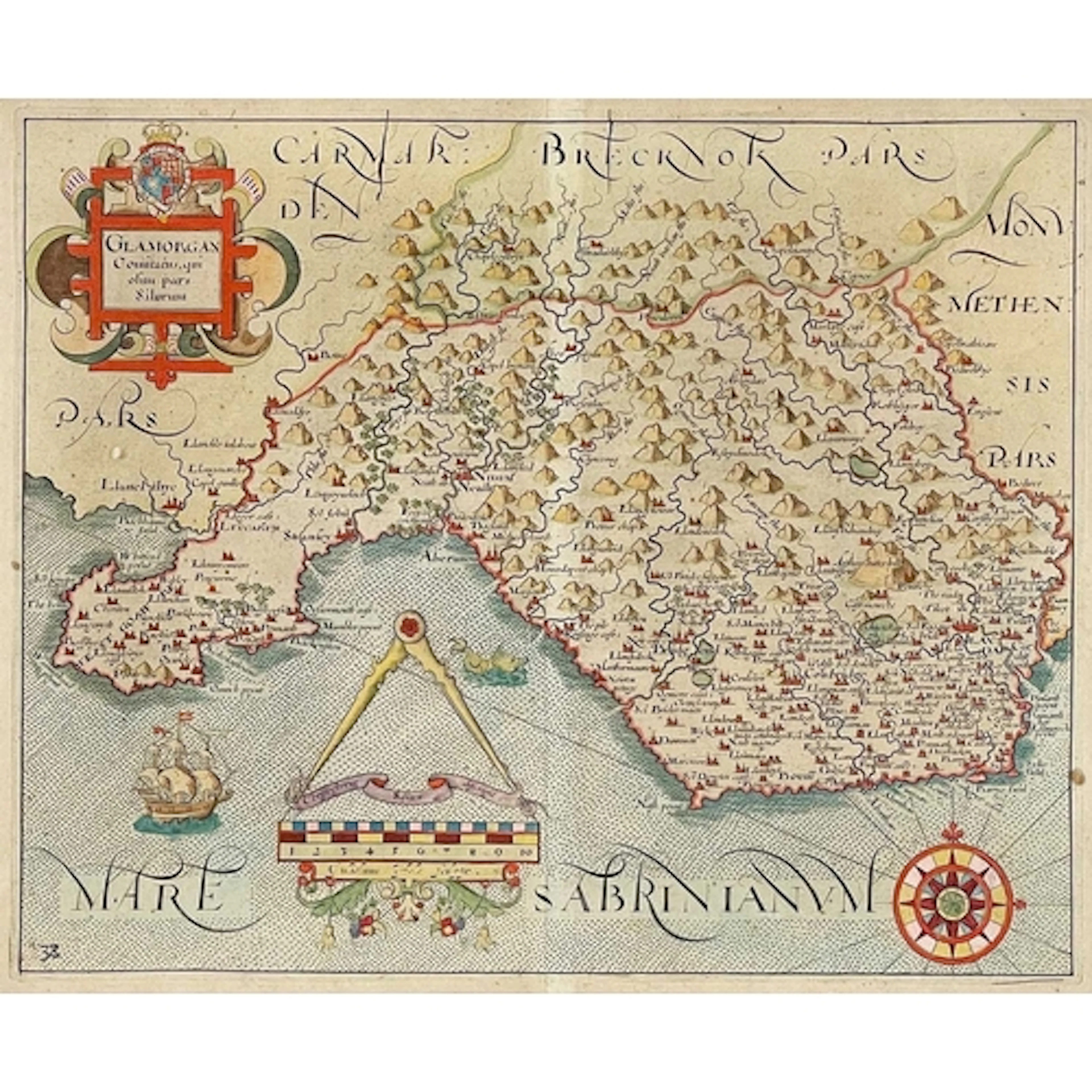 William Hole after Christopher Saxton Glamorgan Comitatus qu...