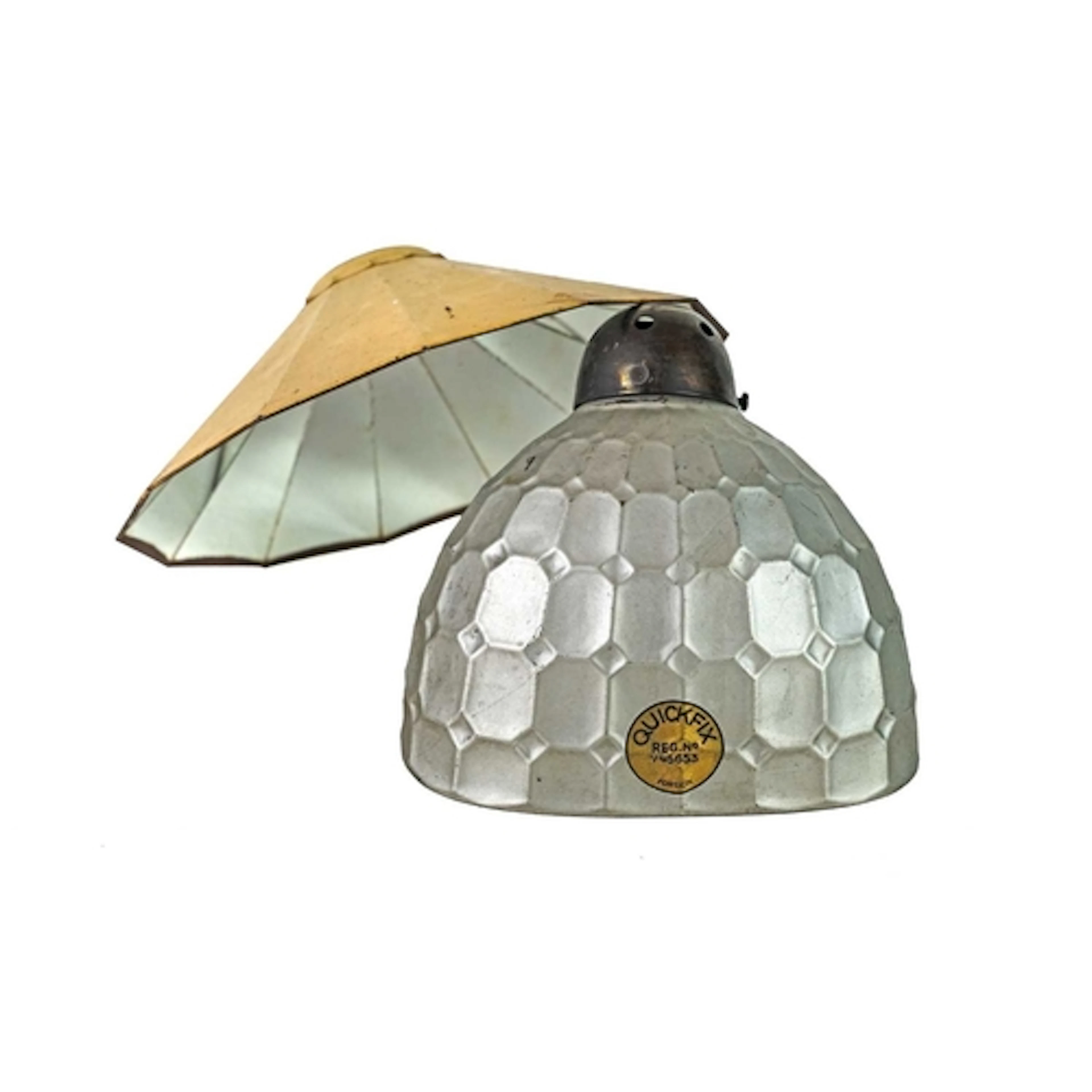 A mercury glass industrial pendant light shade. Mid 20th cen...