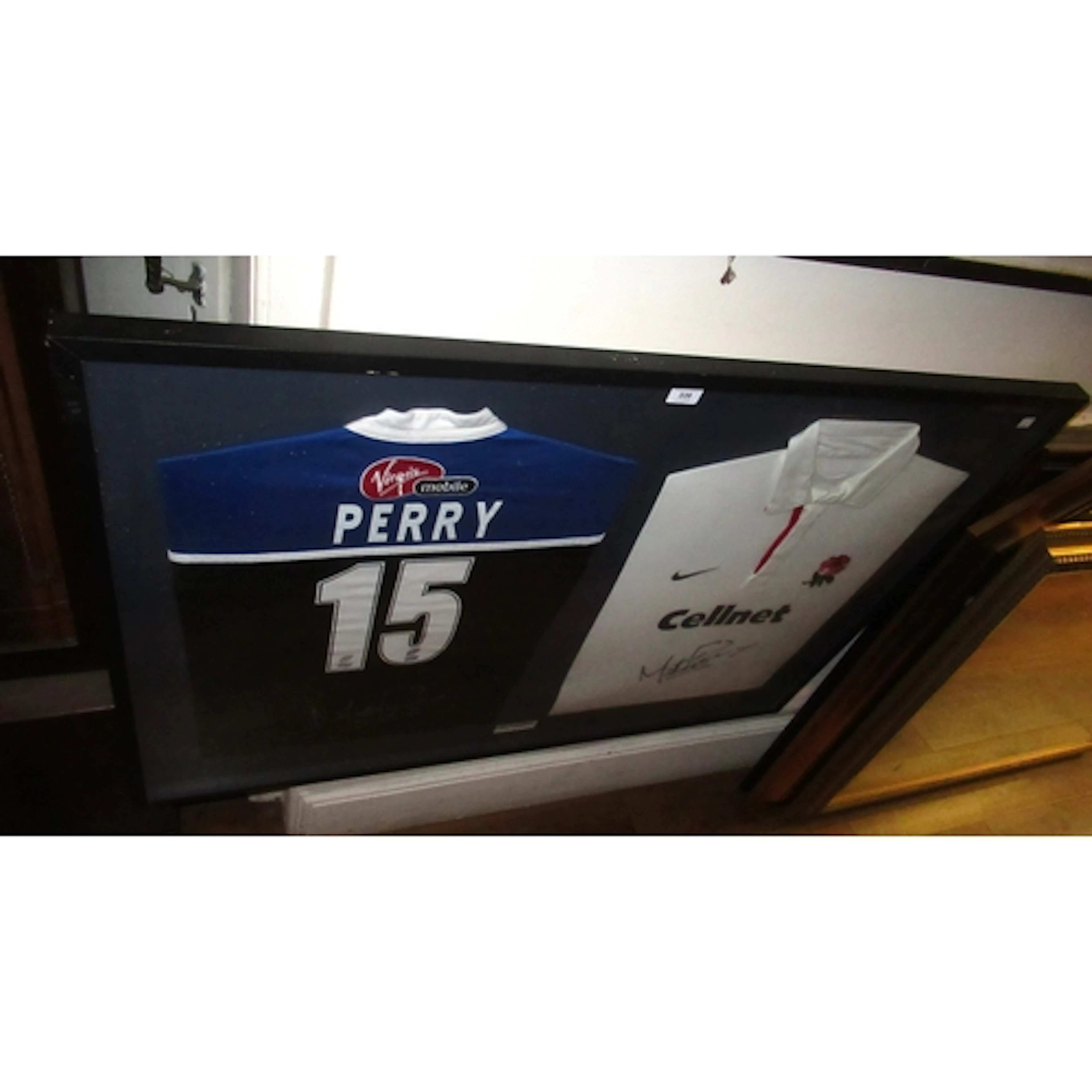 Matt Perry signed Bath rugby shirt and a signed England rugb...