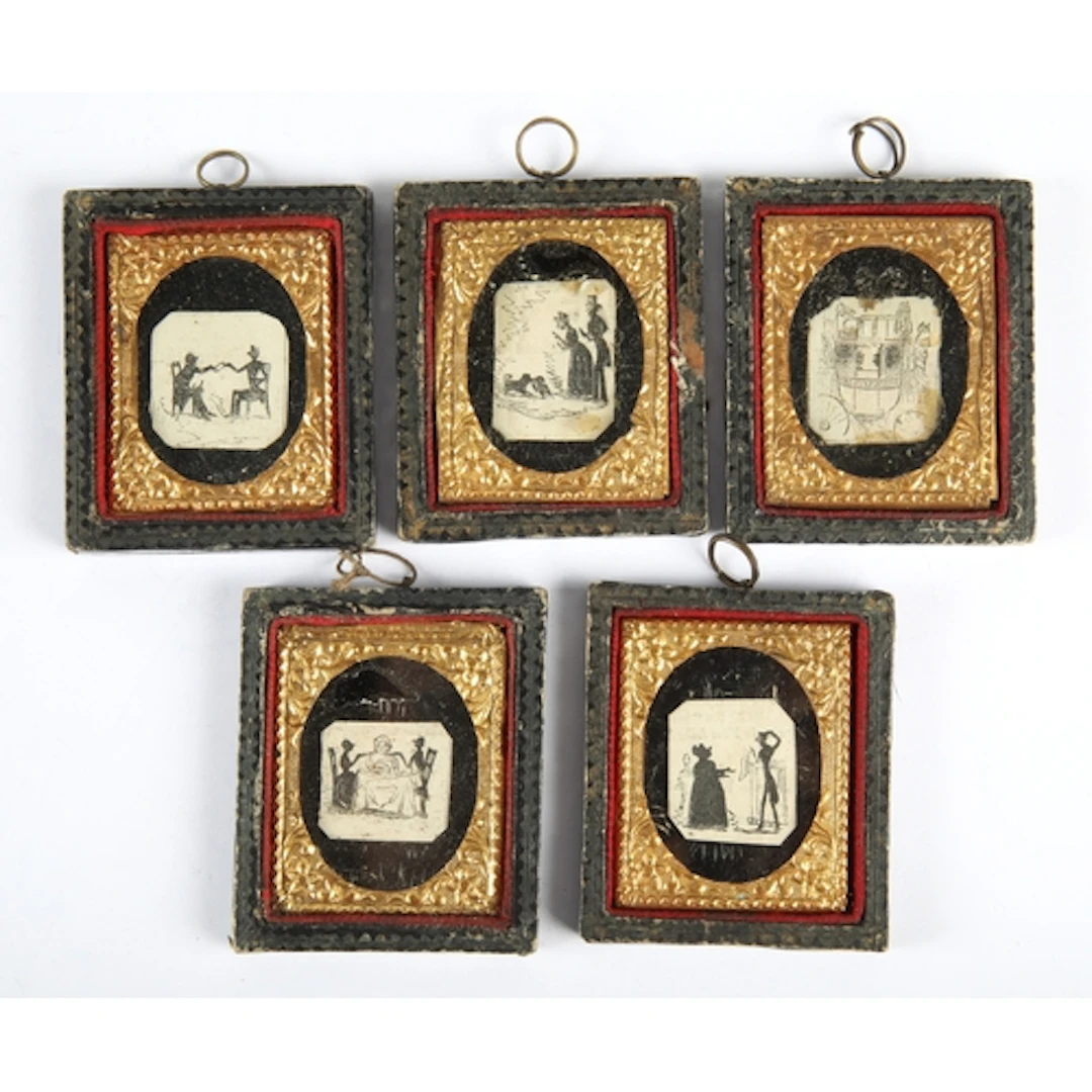 Set of five Victorian frame silhouettes
