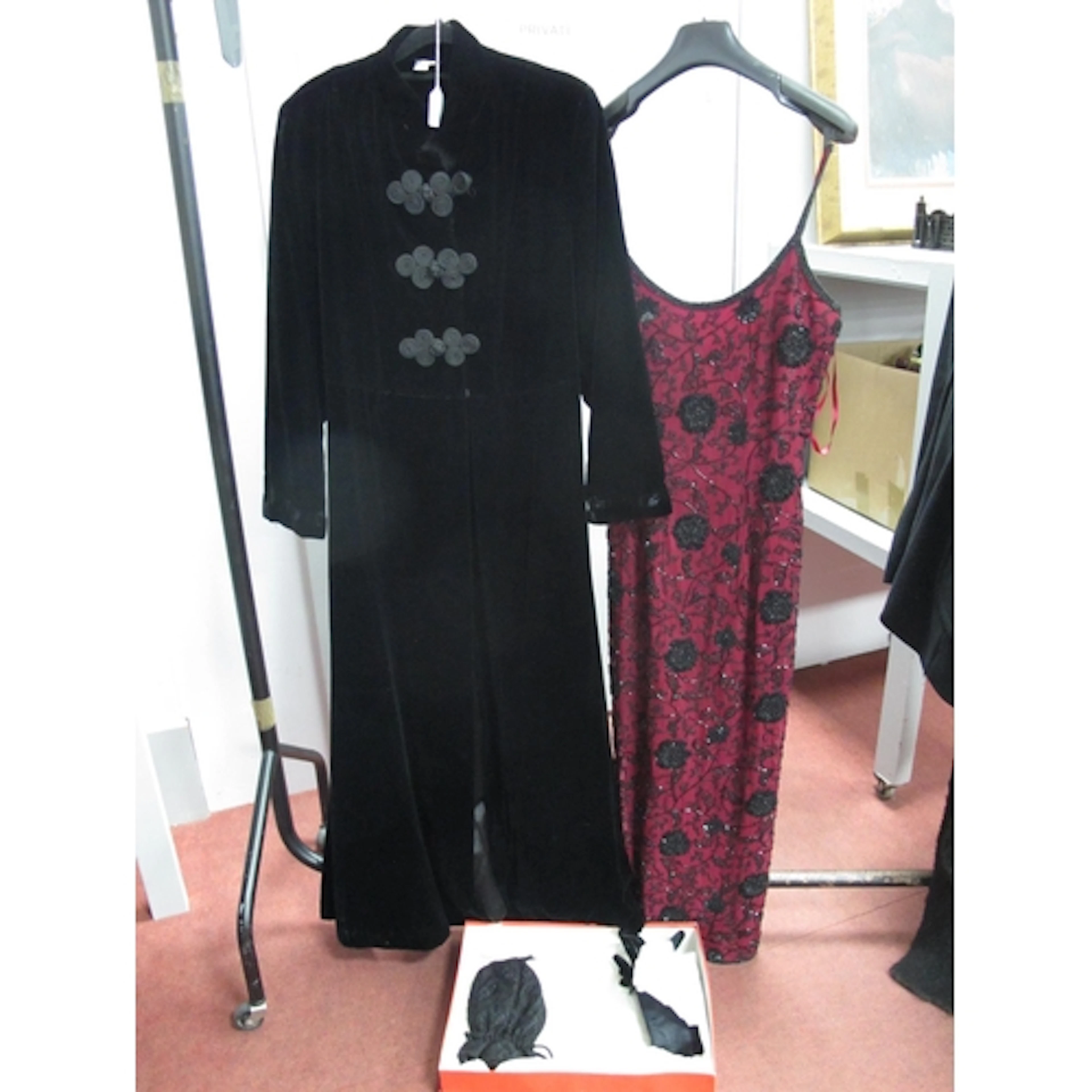 A Vintage 'Bonwitt Teller' Black Velvet Opera/Evening Coat, ...