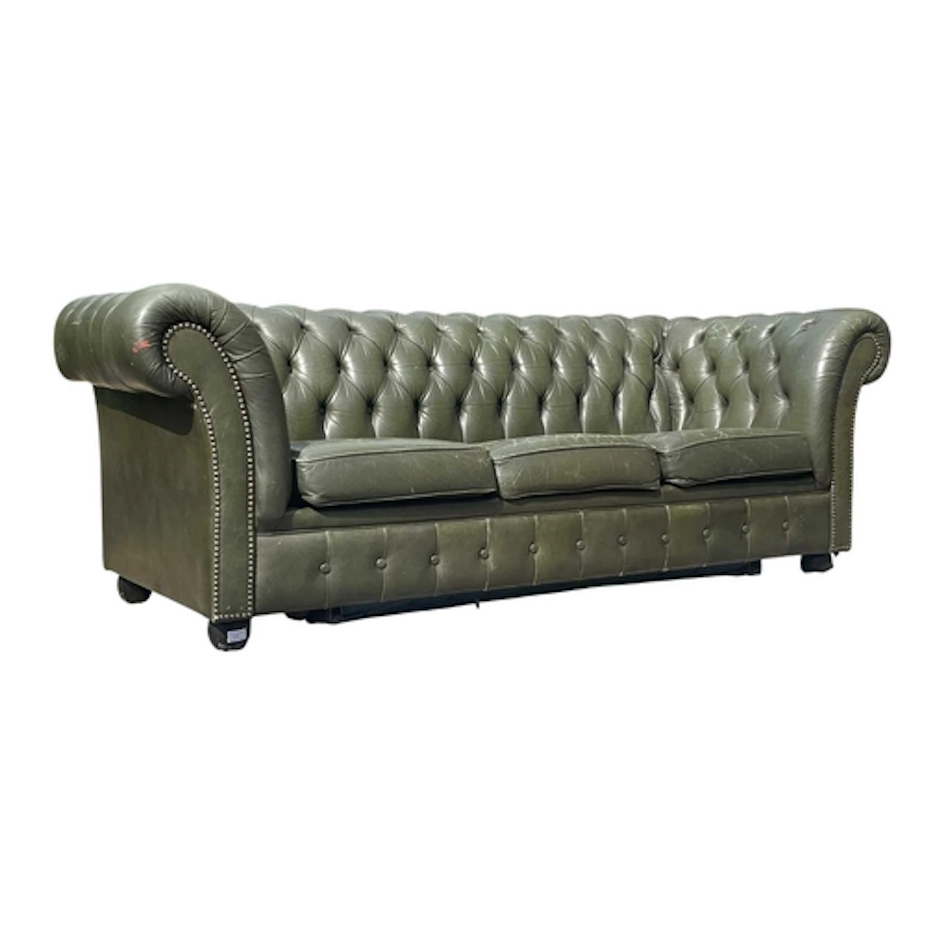 A Chesterfield style 20th century green leather buttoned bac...