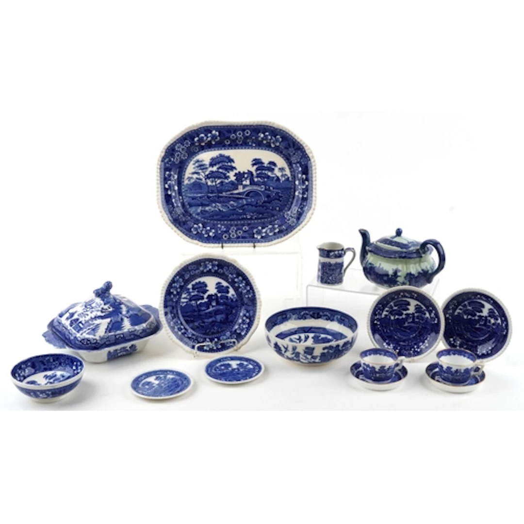Victorian and later blue and white porcelain, mostly in the ...