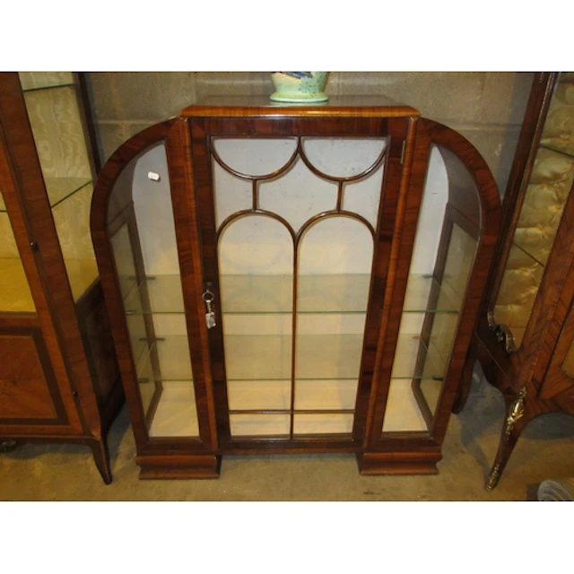 Art Deco Walnut Display Cabinet, 105x31x123cm h