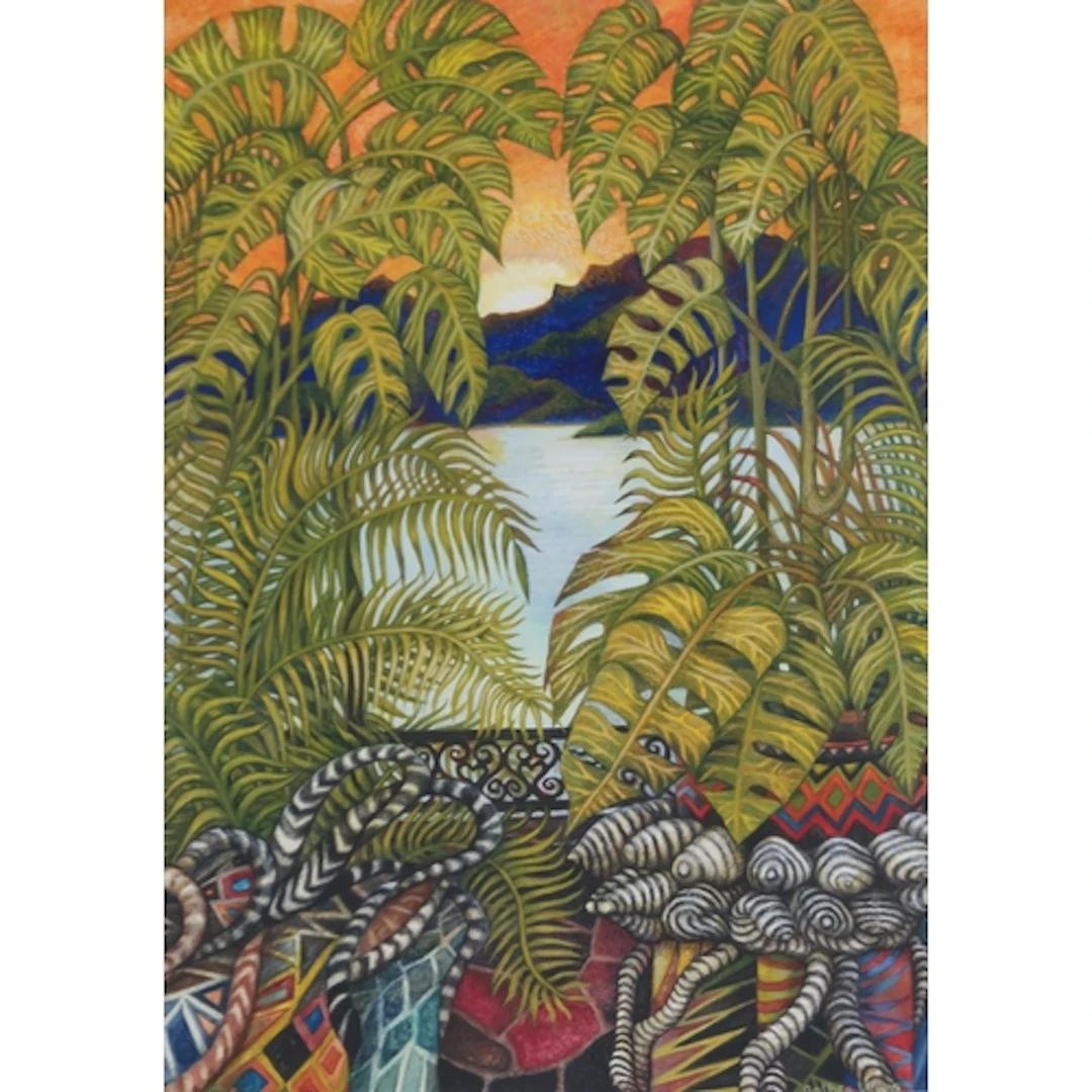 ANTHEA LEWIS RSW (SCOTTISH b.1948) MOSAIC PLANT STANDS...