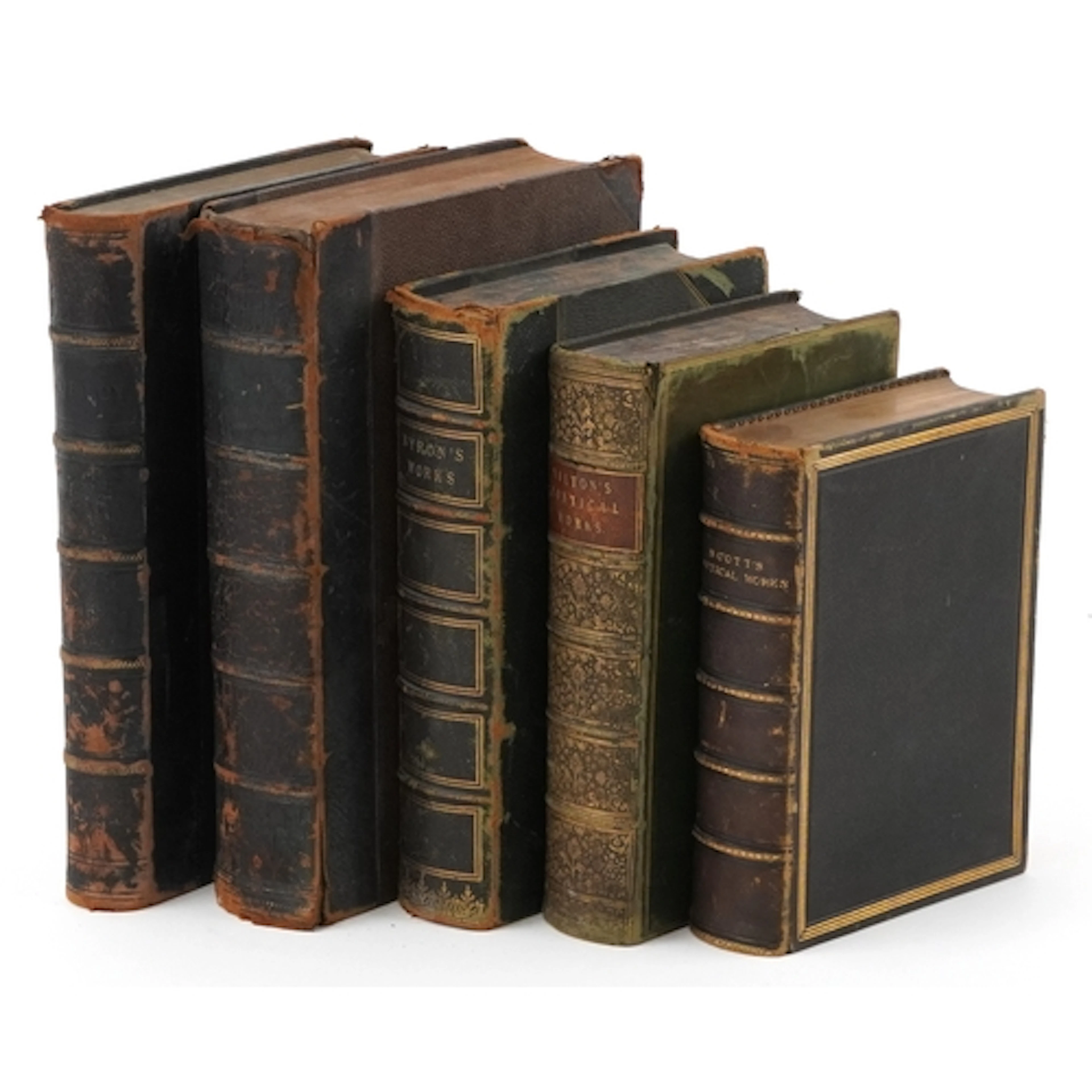 Five 19th century leather bound hardback books including The...