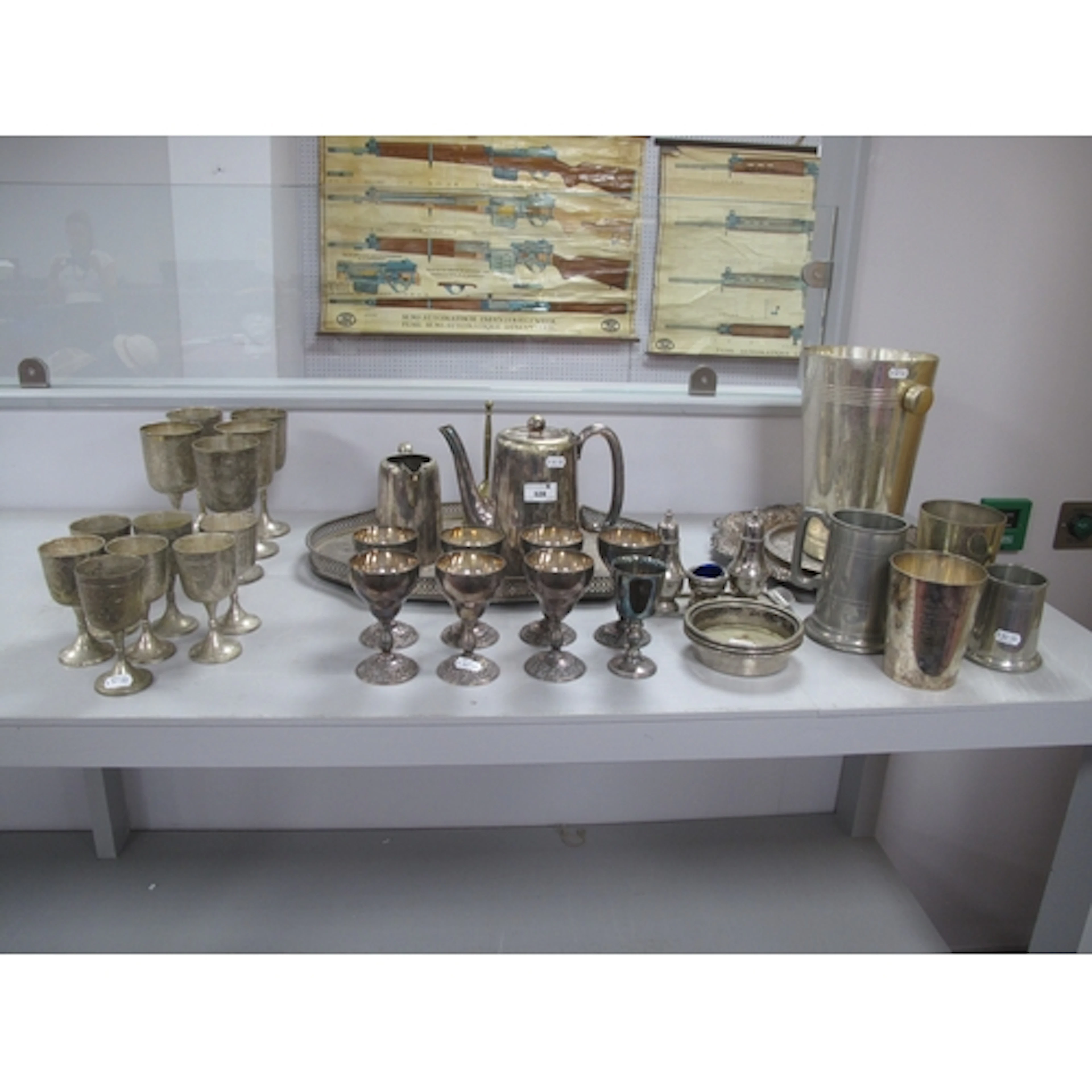 Vintage Plated Ware Trays, wine/port goblets, tankards, wine...