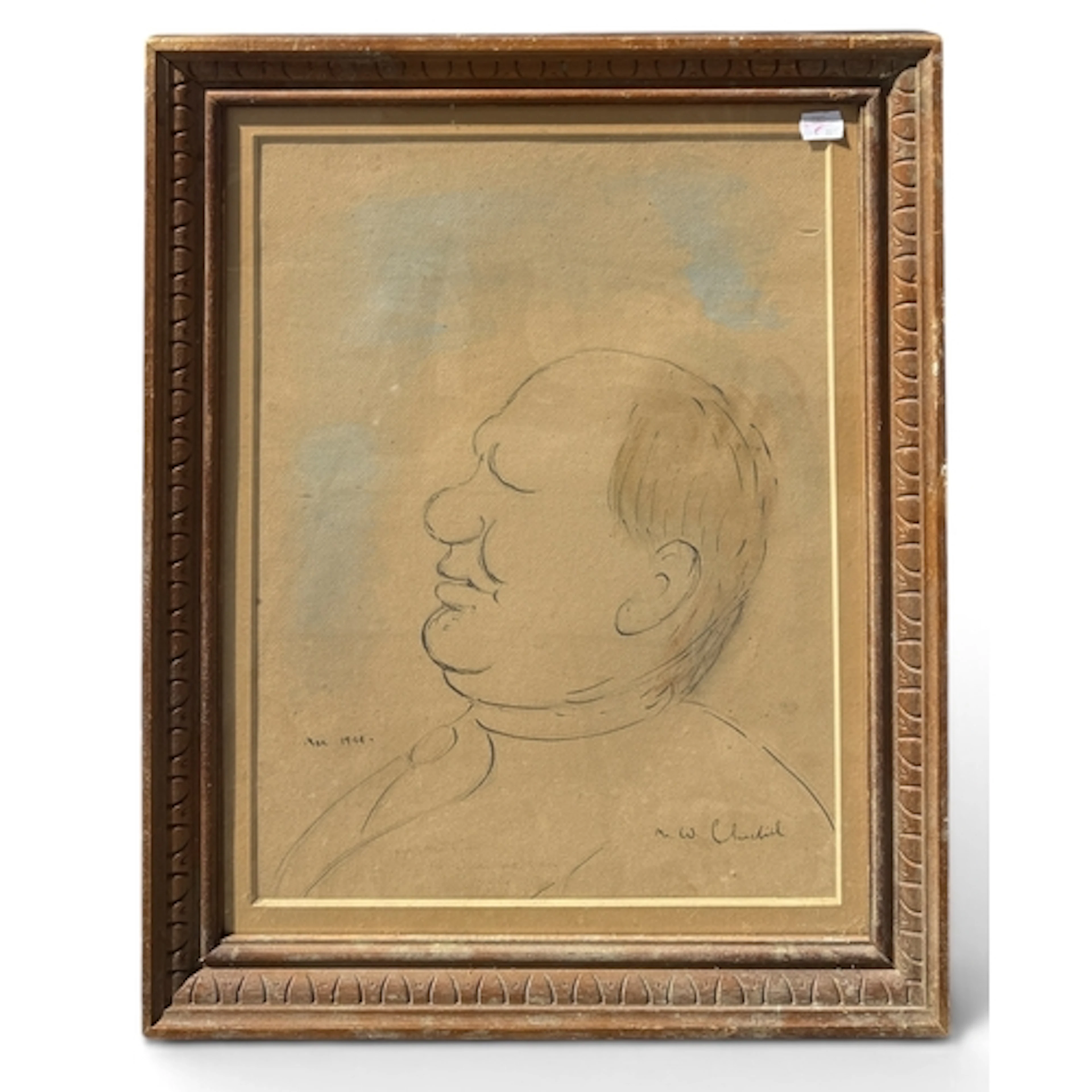 A PORTRAIT OF SIR WINSTON CHURCHILL, BEARS SIGNATURE: 'CHURC...
