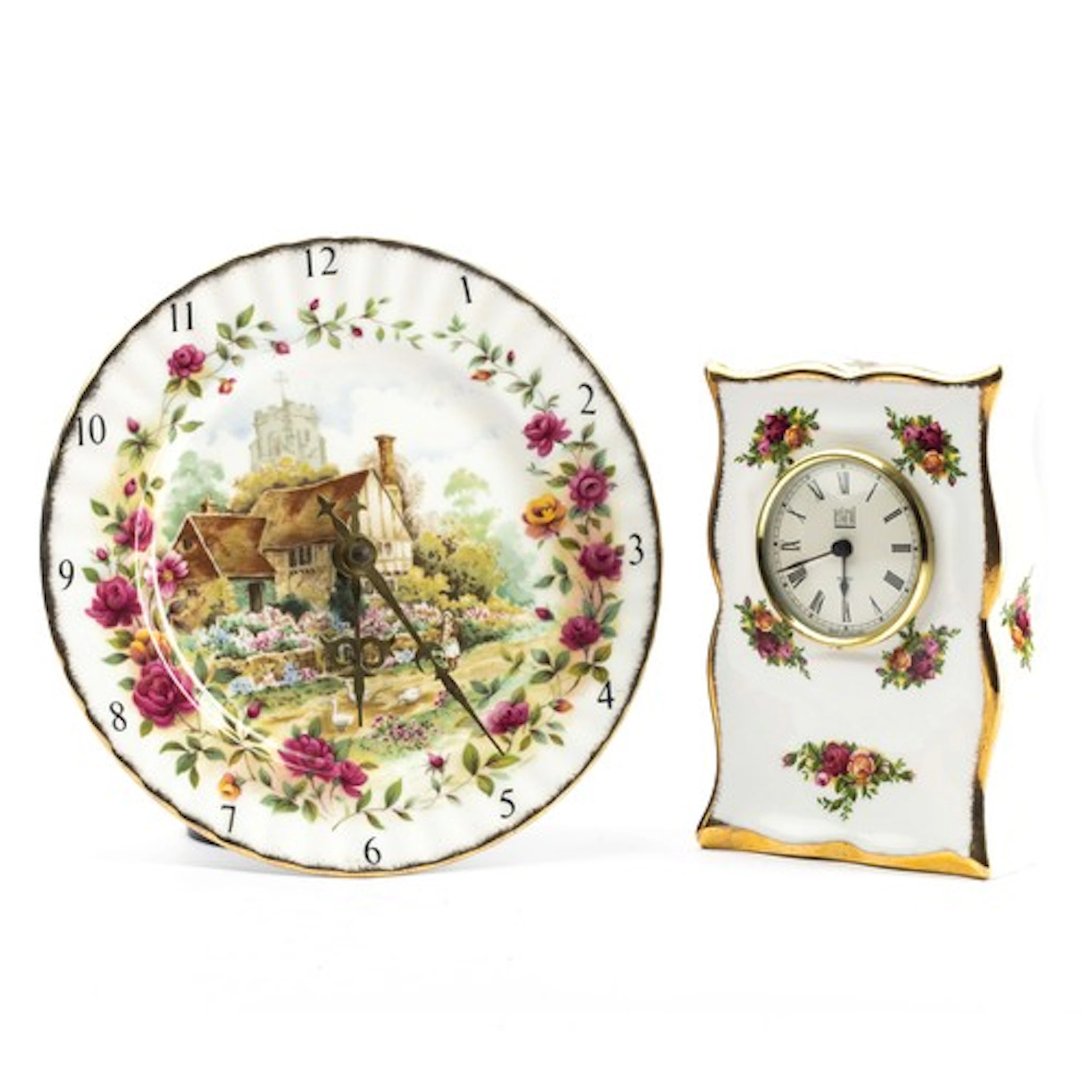 A Royal Albert "Old Country Roses" bone china, cased mantle ...