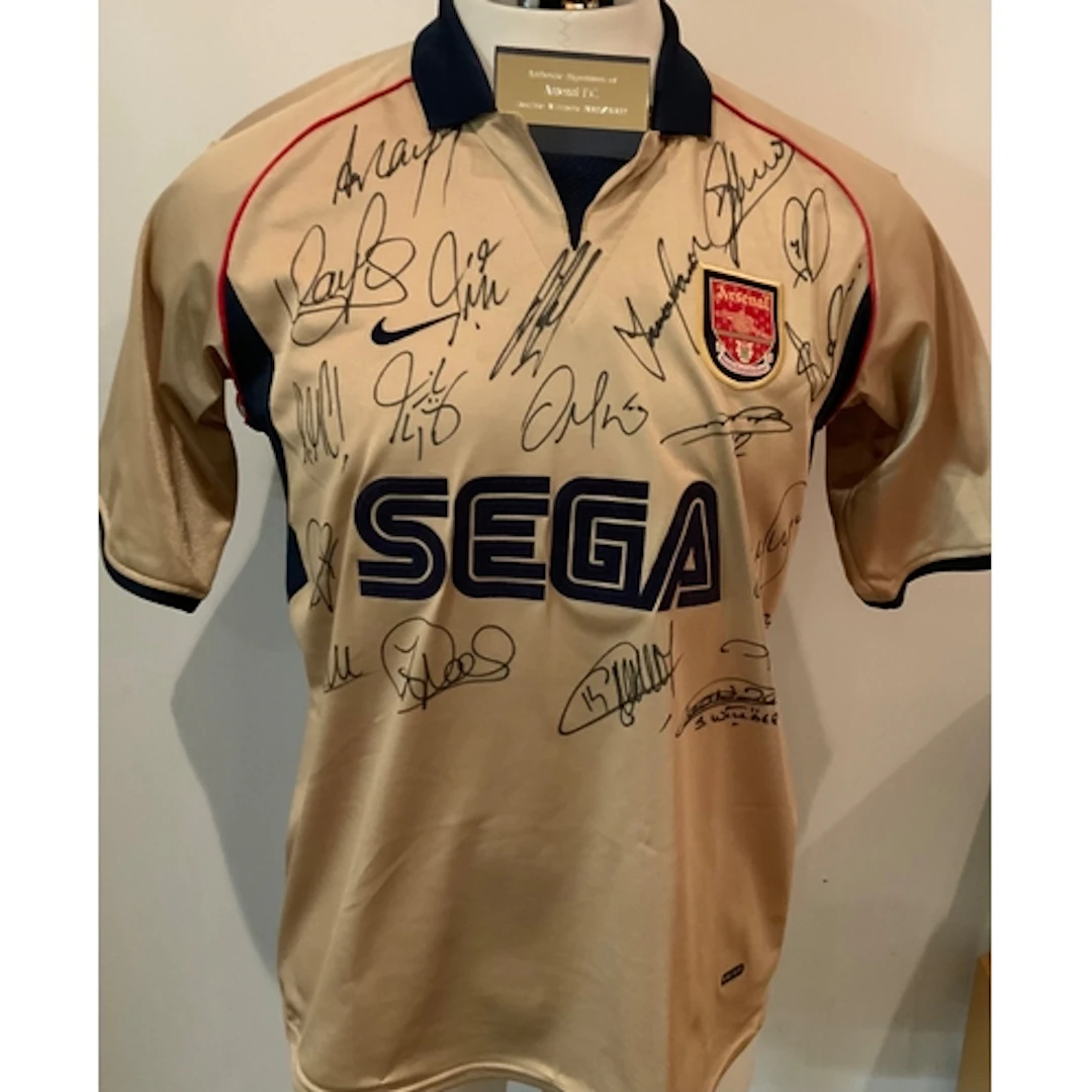 Arsenal 2001 - 2002 Signed Gold Sega Football Shirt: Large s...