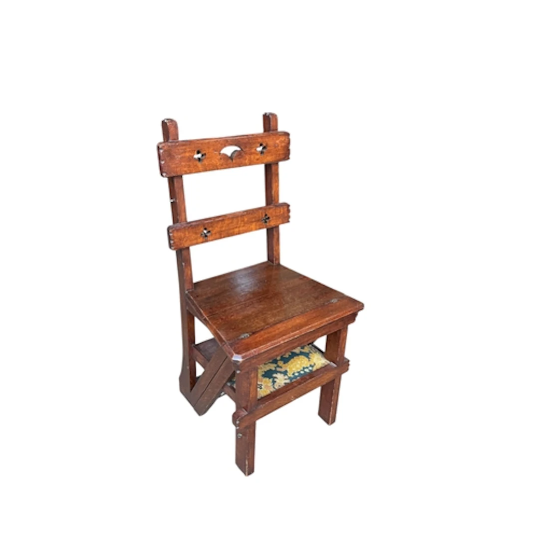 A Victorian mahogany metamorphic library chair width 46cm, d...