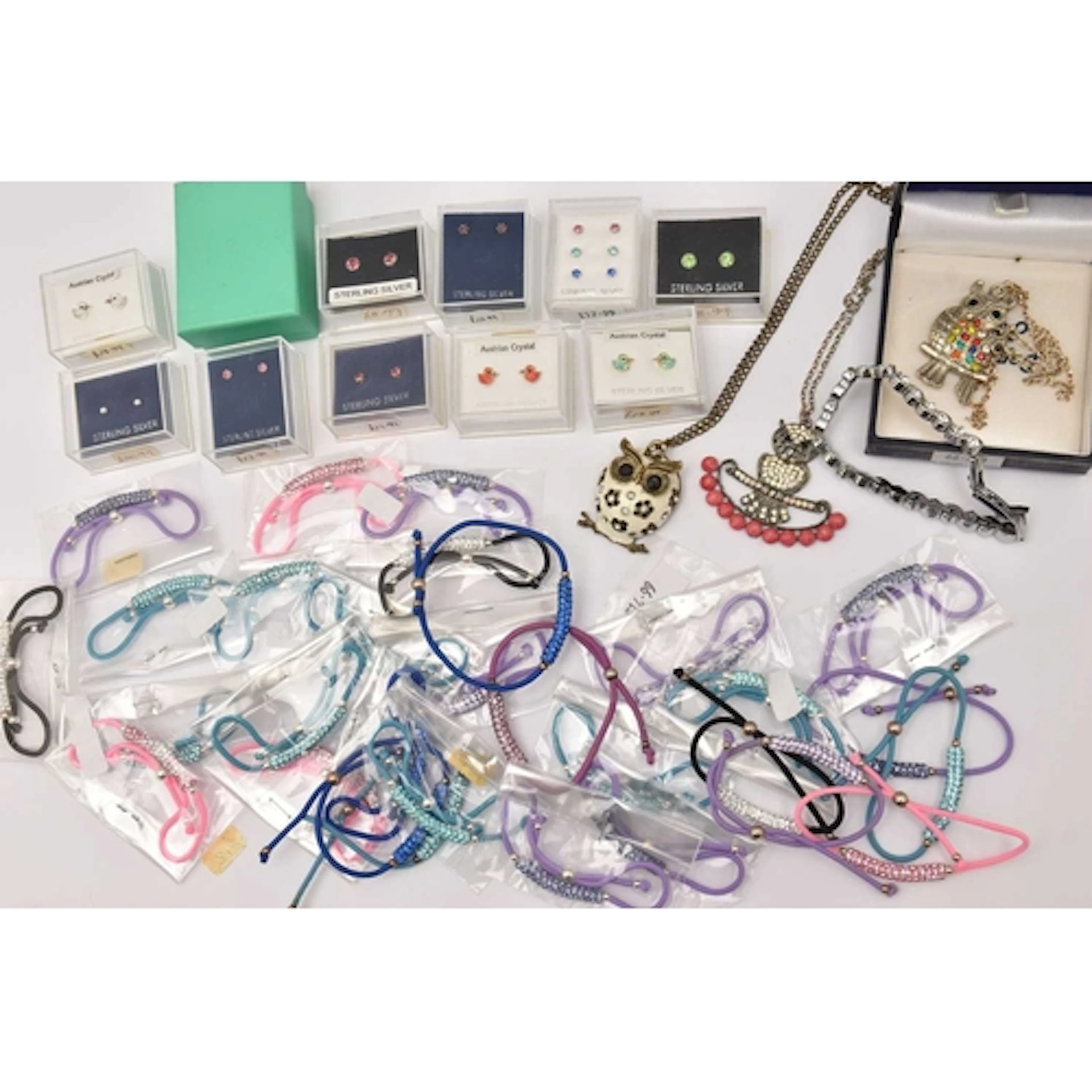 A BAG OF ASSORTED COSTUME JEWELLERY, to include some boxed p...