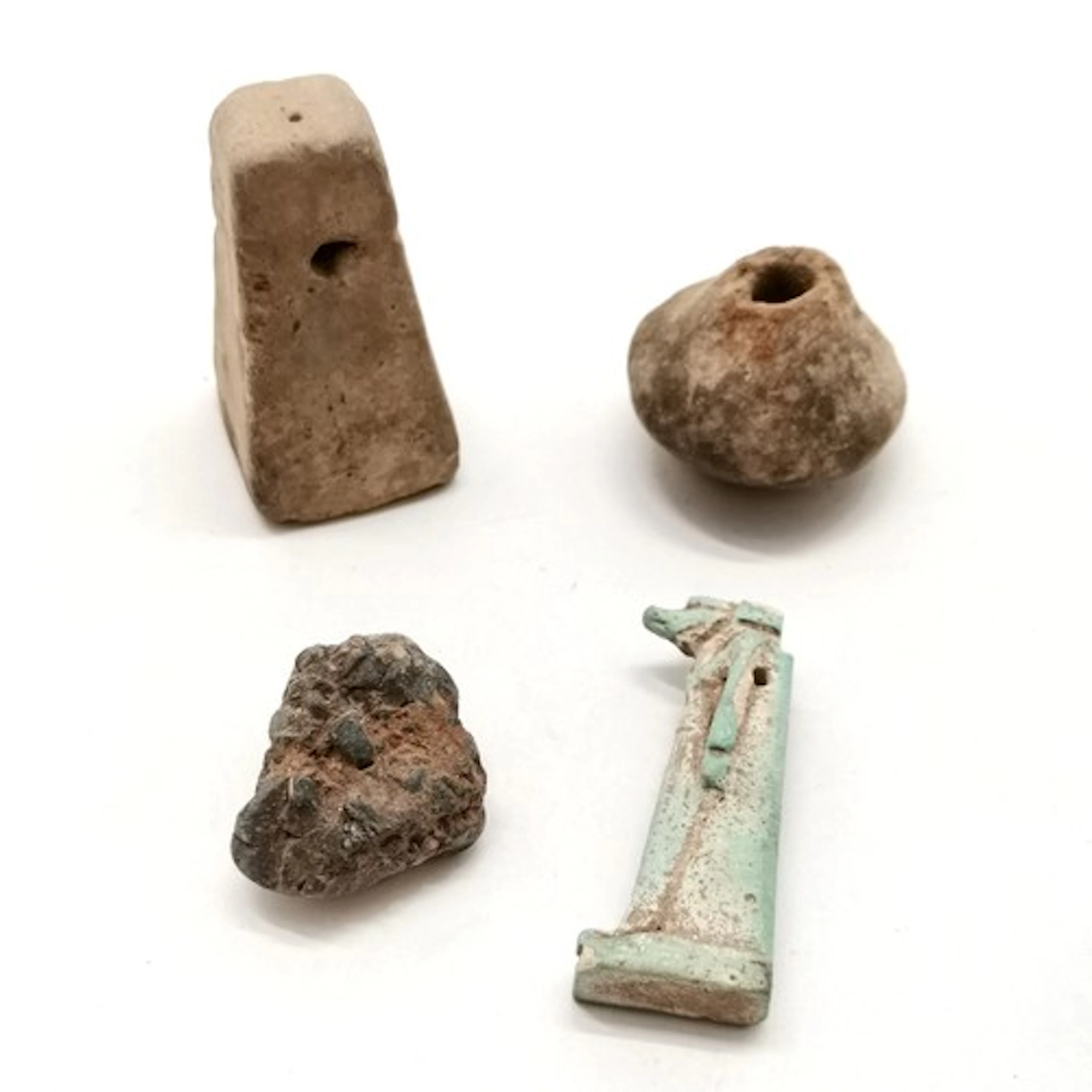 Egyptian Faience figure 5cm high T/W 3 other artefacts inclu...