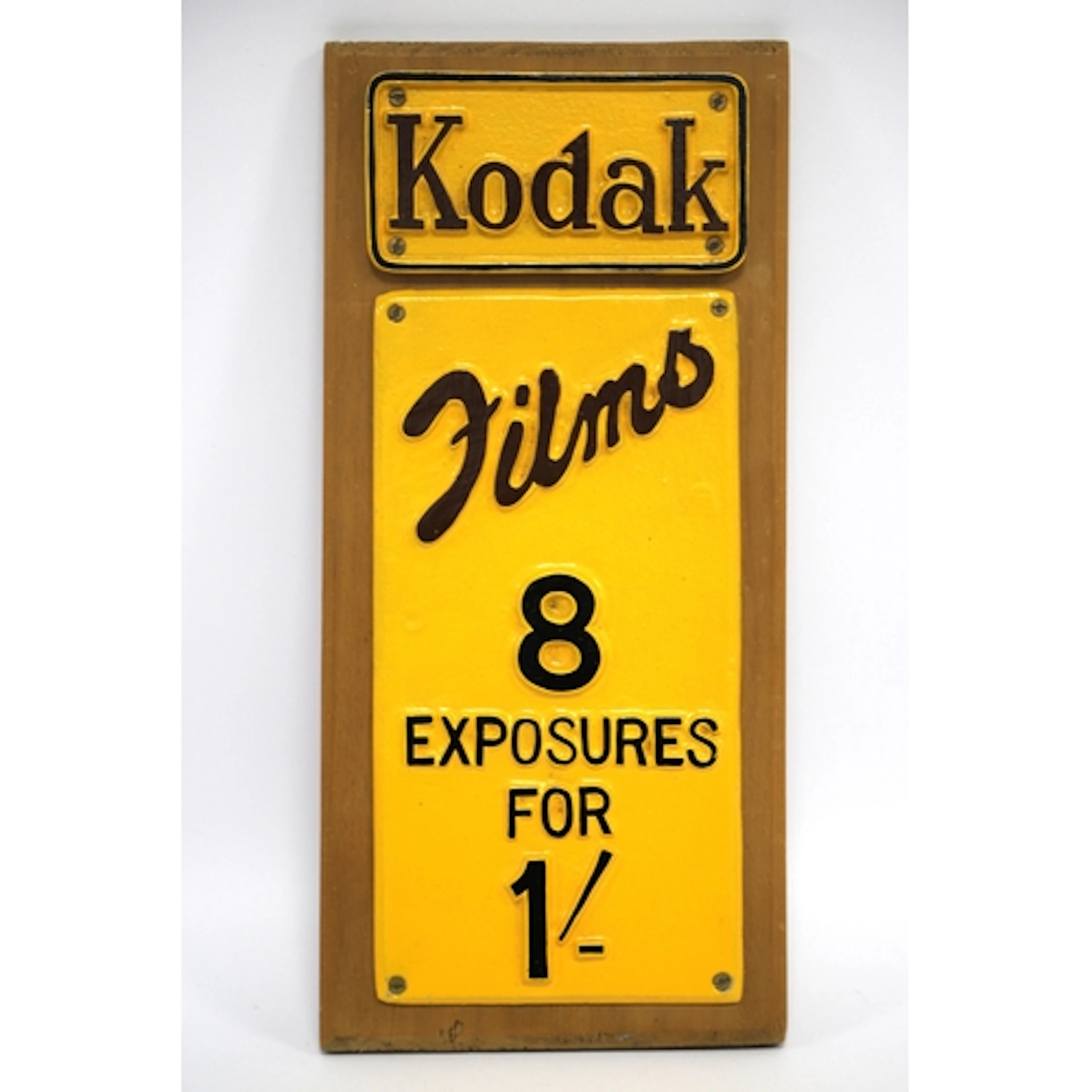 'Kodak Films 8 exposures for 1/-' Cast Metal Advertising Ven...