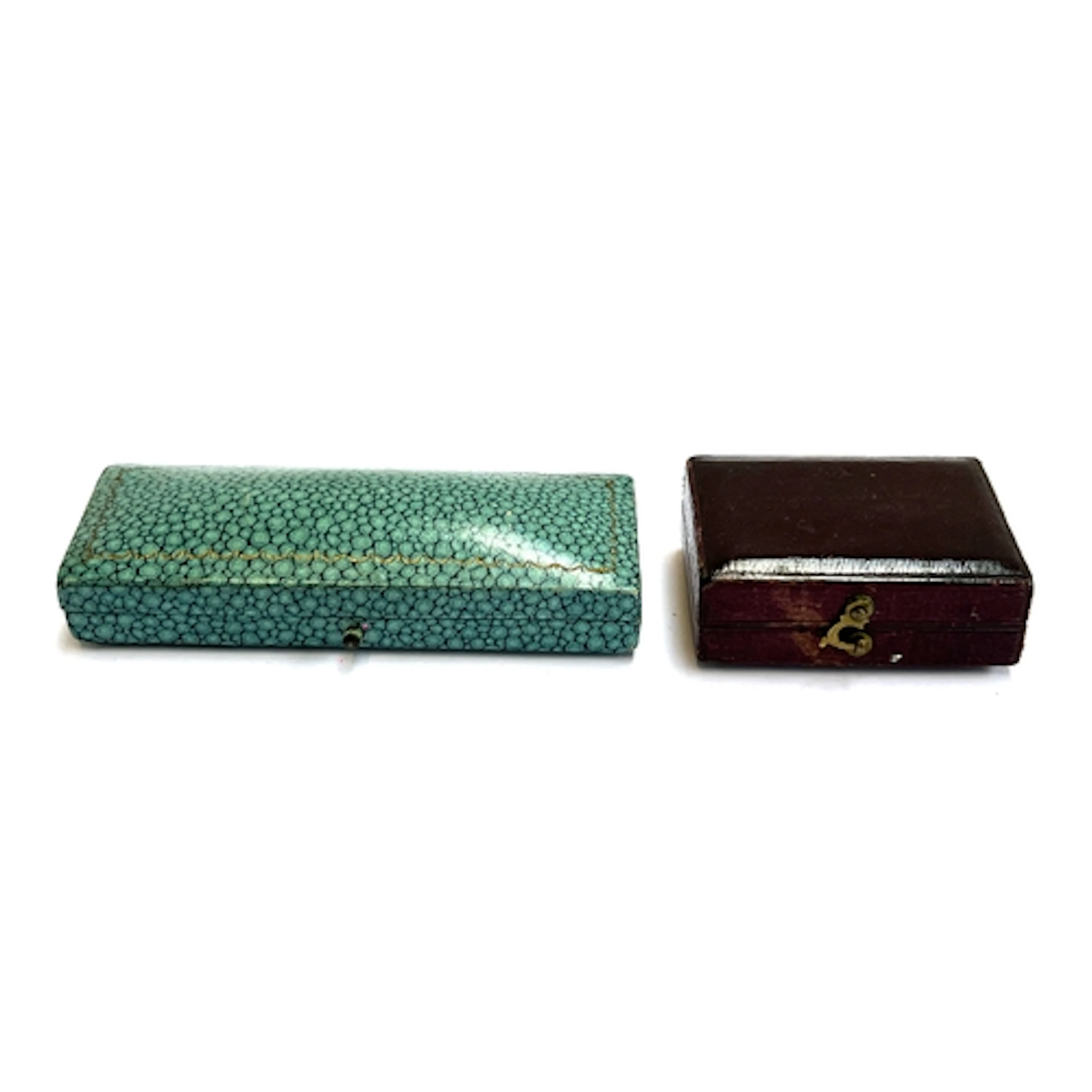 Two antique jewellery boxes, one faux shagreen